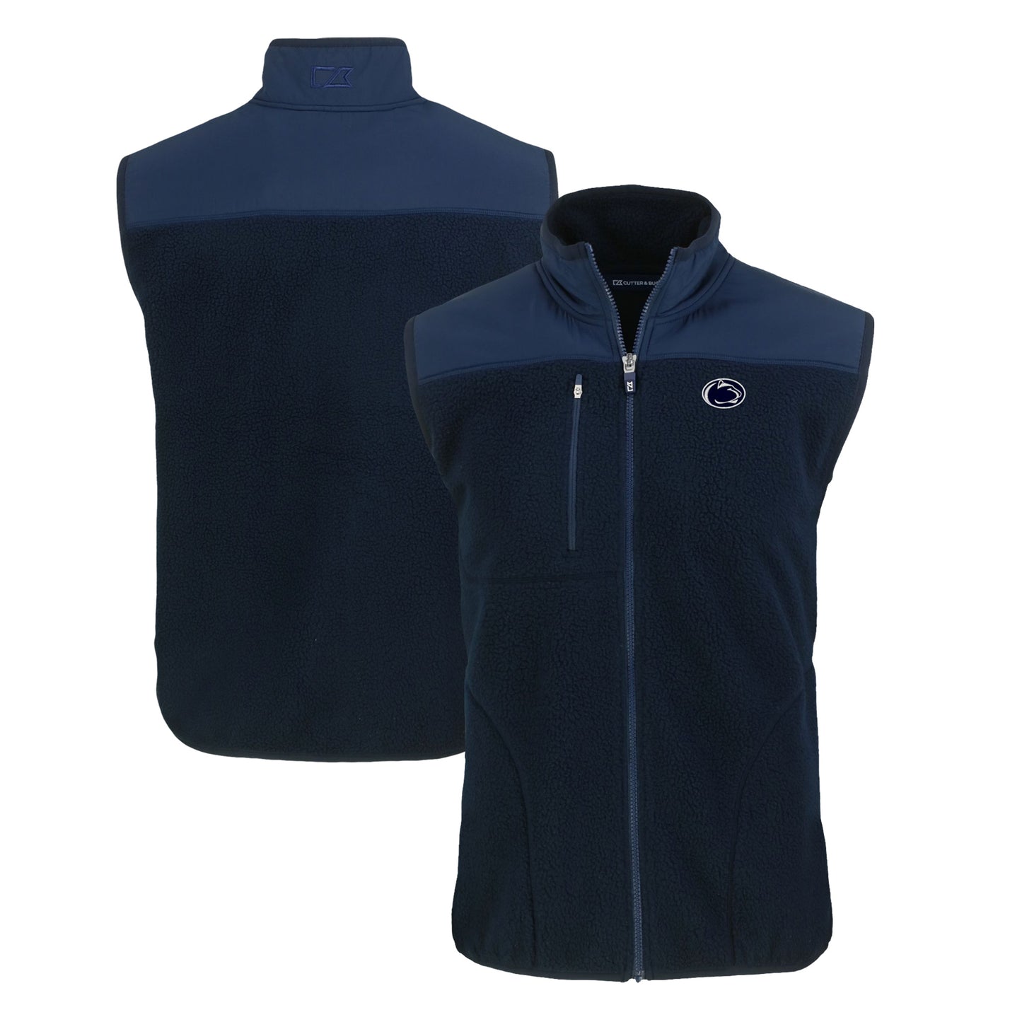 Men's Cutter & Buck Navy Penn State Nittany Lions Cascade Eco Sherpa Fleece Full-Zip Vest