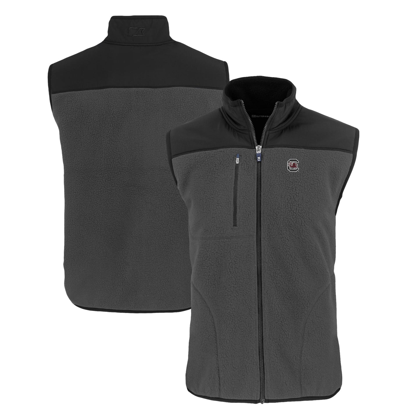 Men's Cutter & Buck Gray South Carolina Gamecocks Cascade Eco Sherpa Fleece Full-Zip Vest