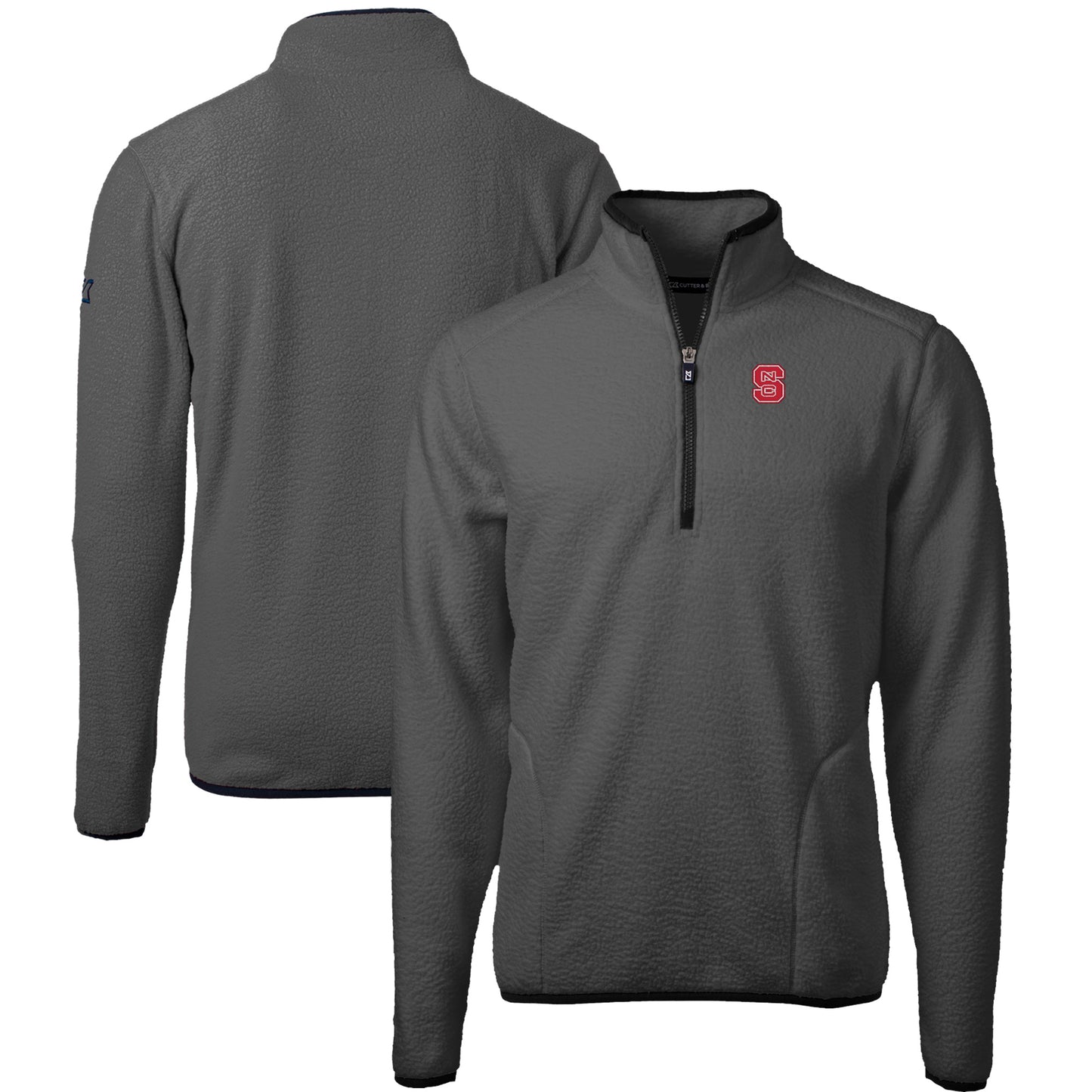 Men's Cutter & Buck Gray/Black NC State Wolfpack Cascade Eco Sherpa Fleece Quarter-Zip Pullover Jacket