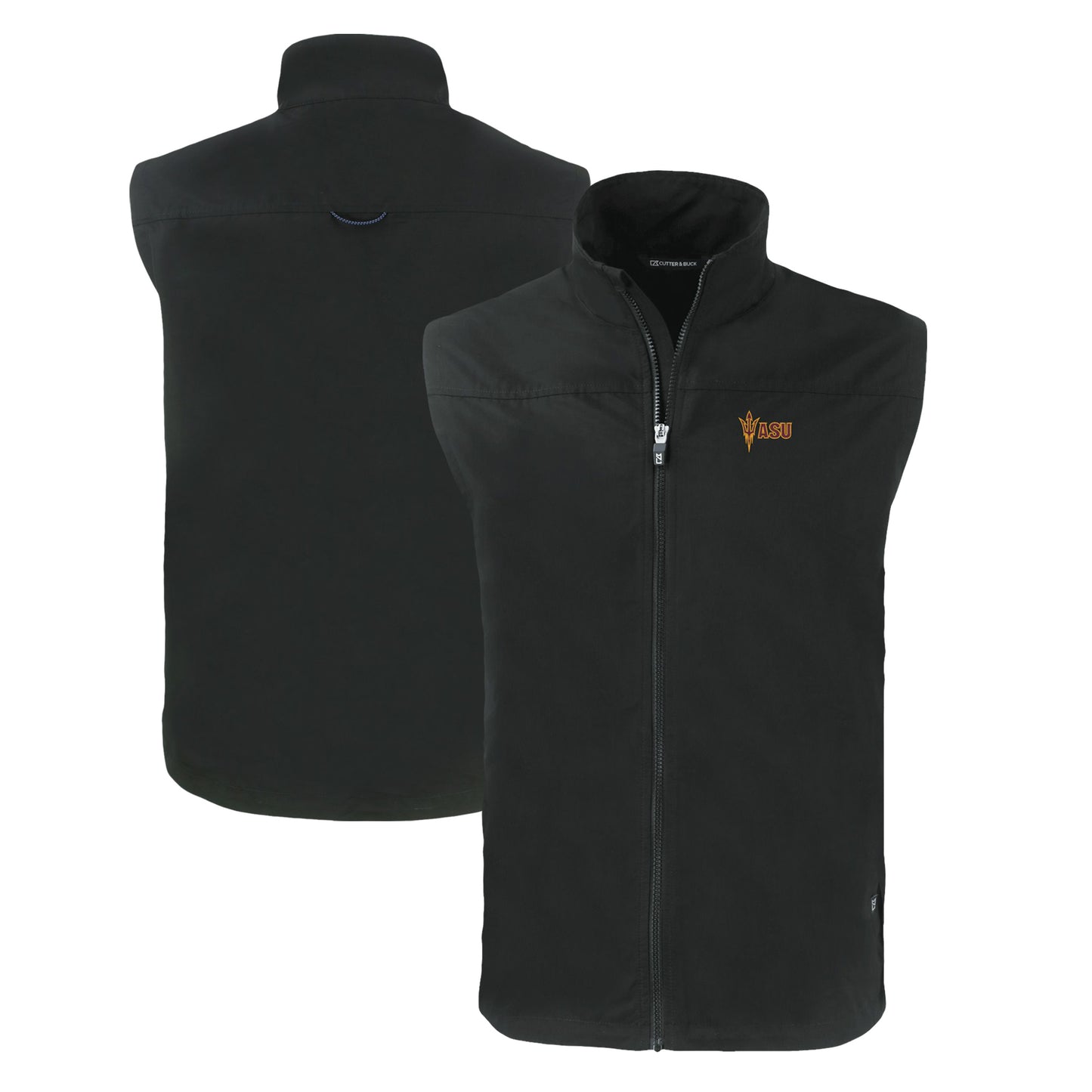 Men's Cutter & Buck Black Arizona State Sun Devils Charter Eco Recycled Full-Zip Vest