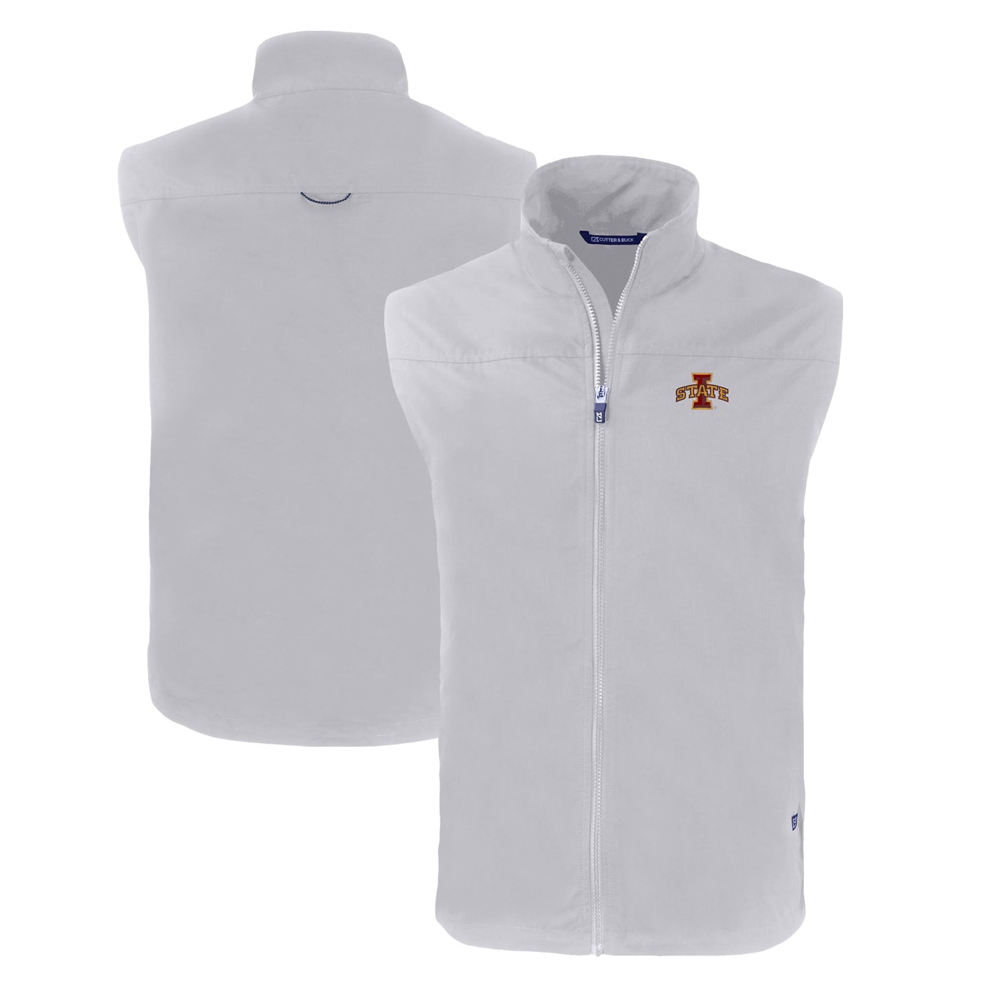 Men's Cutter & Buck Gray Iowa State Cyclones Charter Eco Recycled Full-Zip Vest