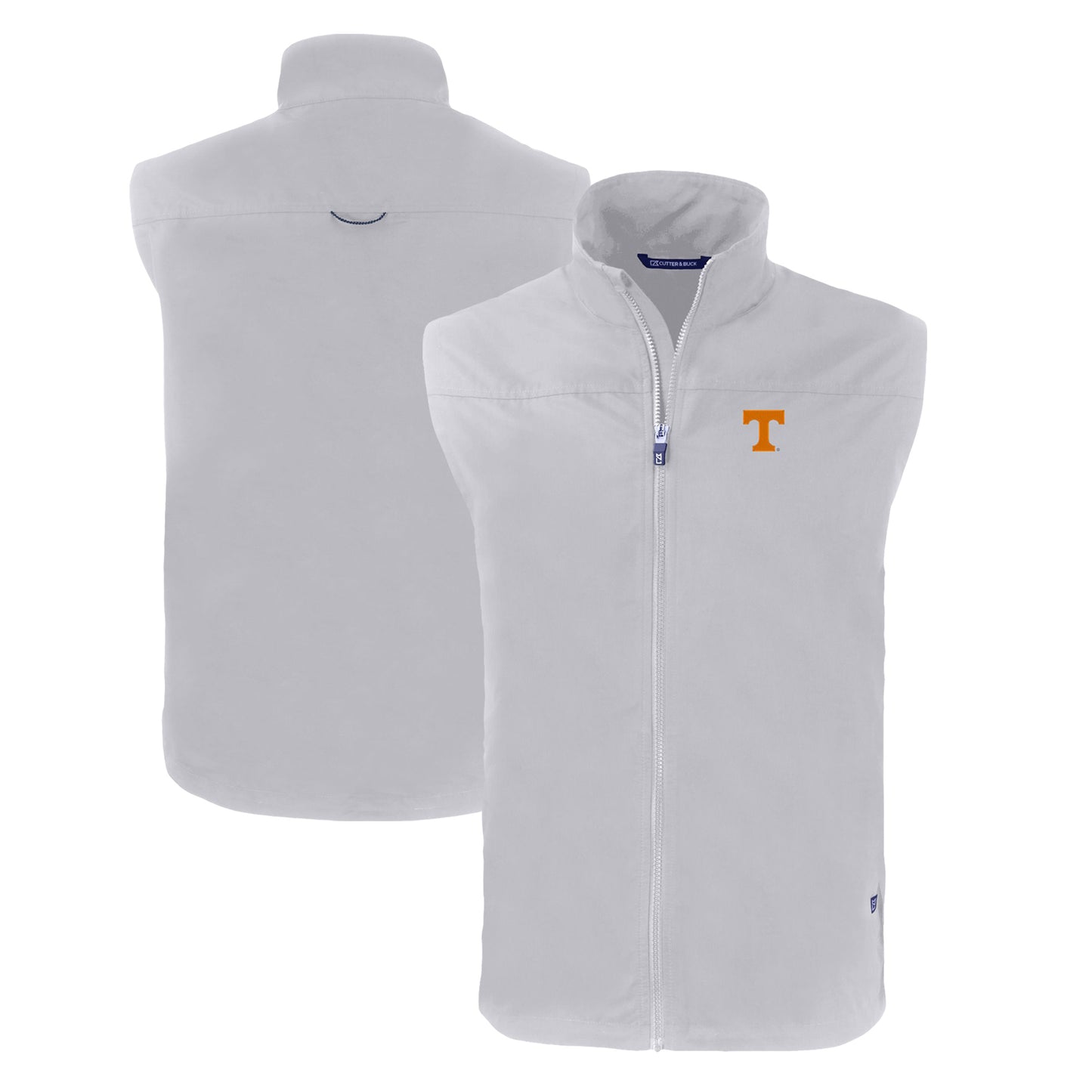 Men's Cutter & Buck Gray Tennessee Volunteers Charter Eco Recycled Full-Zip Vest