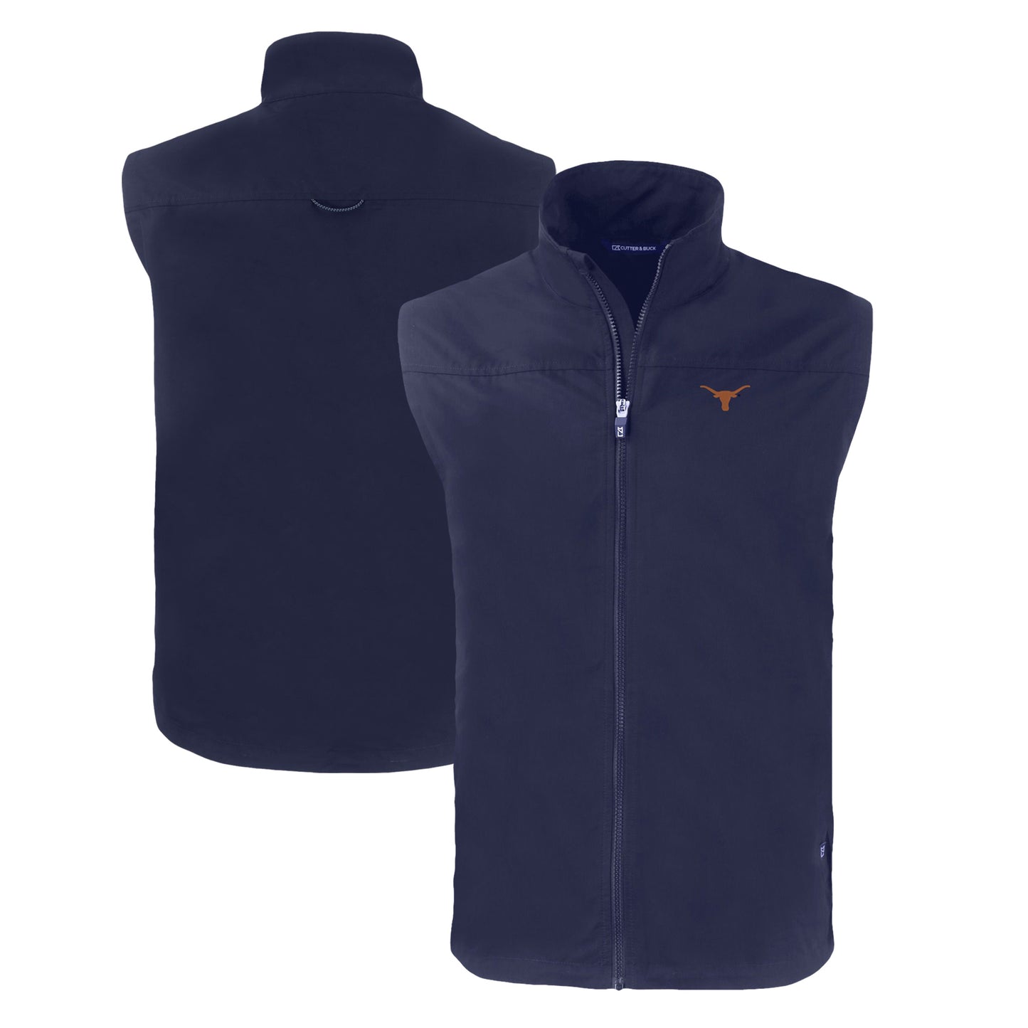 Men's Cutter & Buck Navy Texas Longhorns Charter Eco Recycled Full-Zip Vest