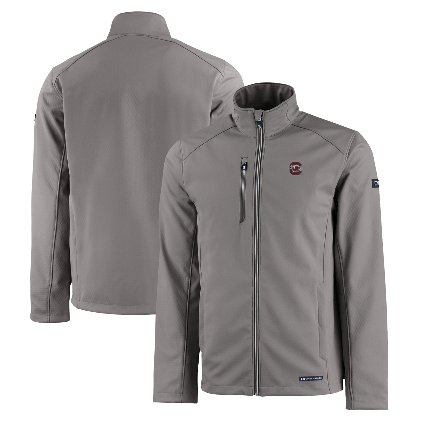 Men's Cutter & Buck Gray South Carolina Gamecocks Evoke Eco Softshell Recycled Full-Zip Jacket