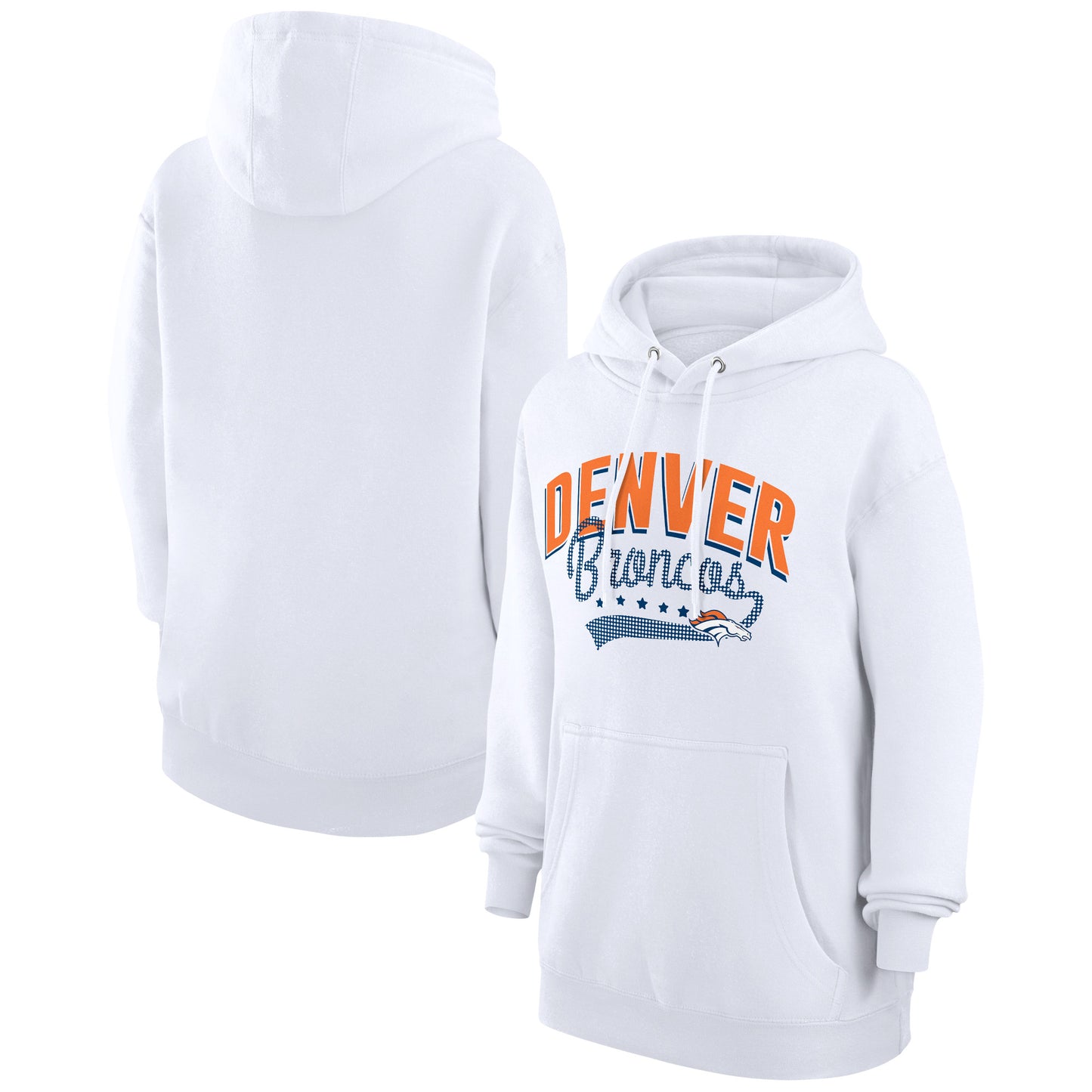 Women's G-III 4Her by Carl Banks White Denver Broncos Filigree Logo Pullover Hoodie