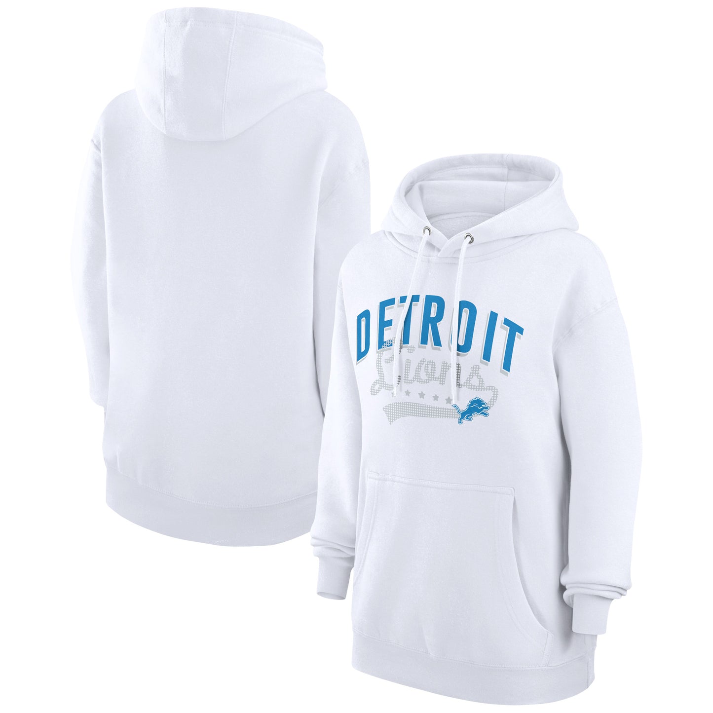 Women's G-III 4Her by Carl Banks White Detroit Lions Filigree Logo Pullover Hoodie