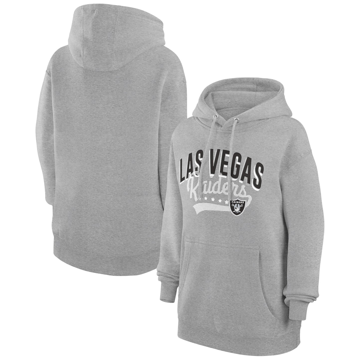 Women's G-III 4Her by Carl Banks Heather Gray Las Vegas Raiders Filigree Logo Pullover Hoodie