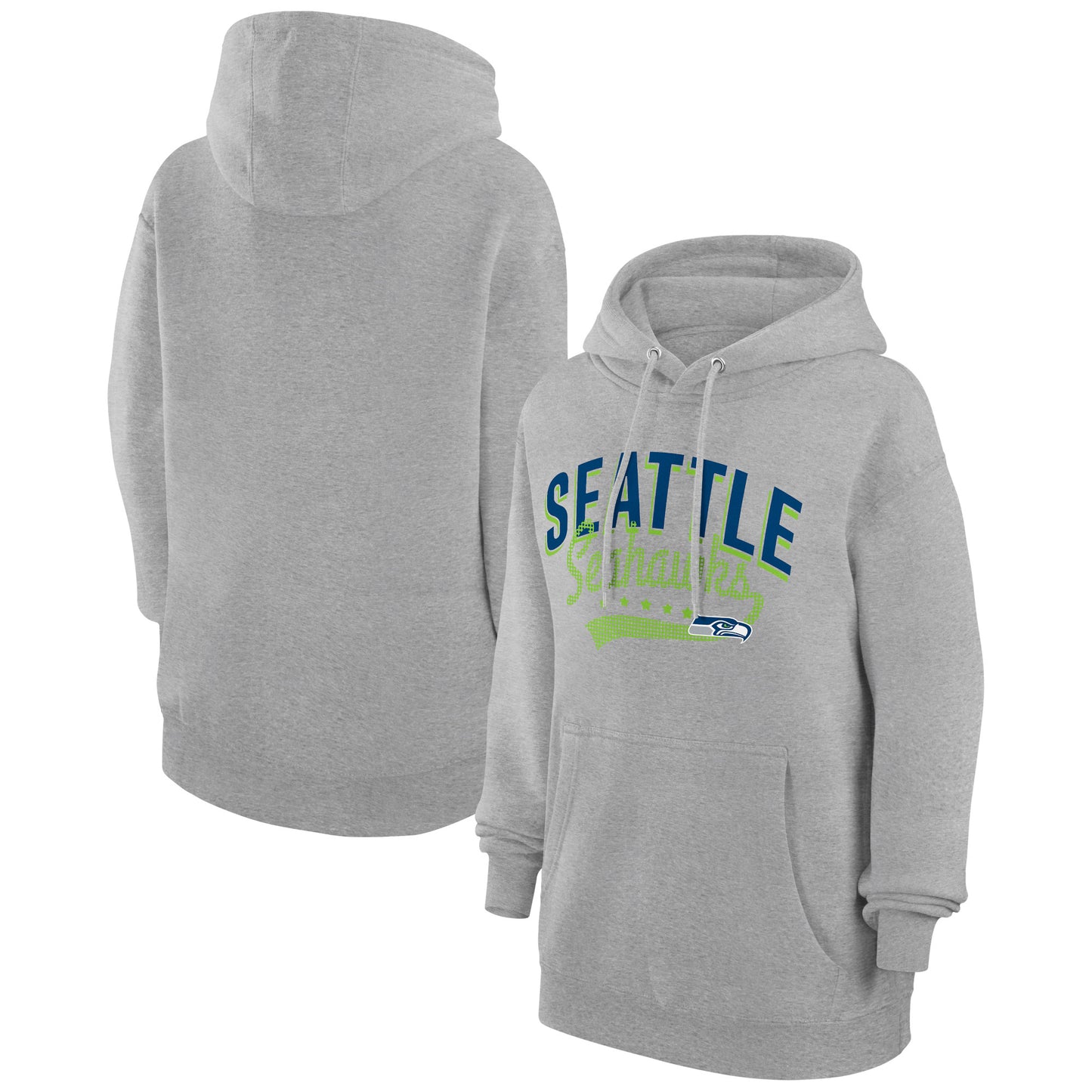 Women's G-III 4Her by Carl Banks Heather Gray Seattle Seahawks Filigree Logo Pullover Hoodie