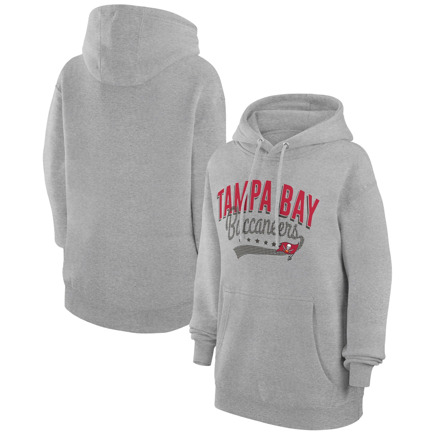 Women's G-III 4Her by Carl Banks Heather Gray Tampa Bay Buccaneers Filigree Logo Pullover Hoodie