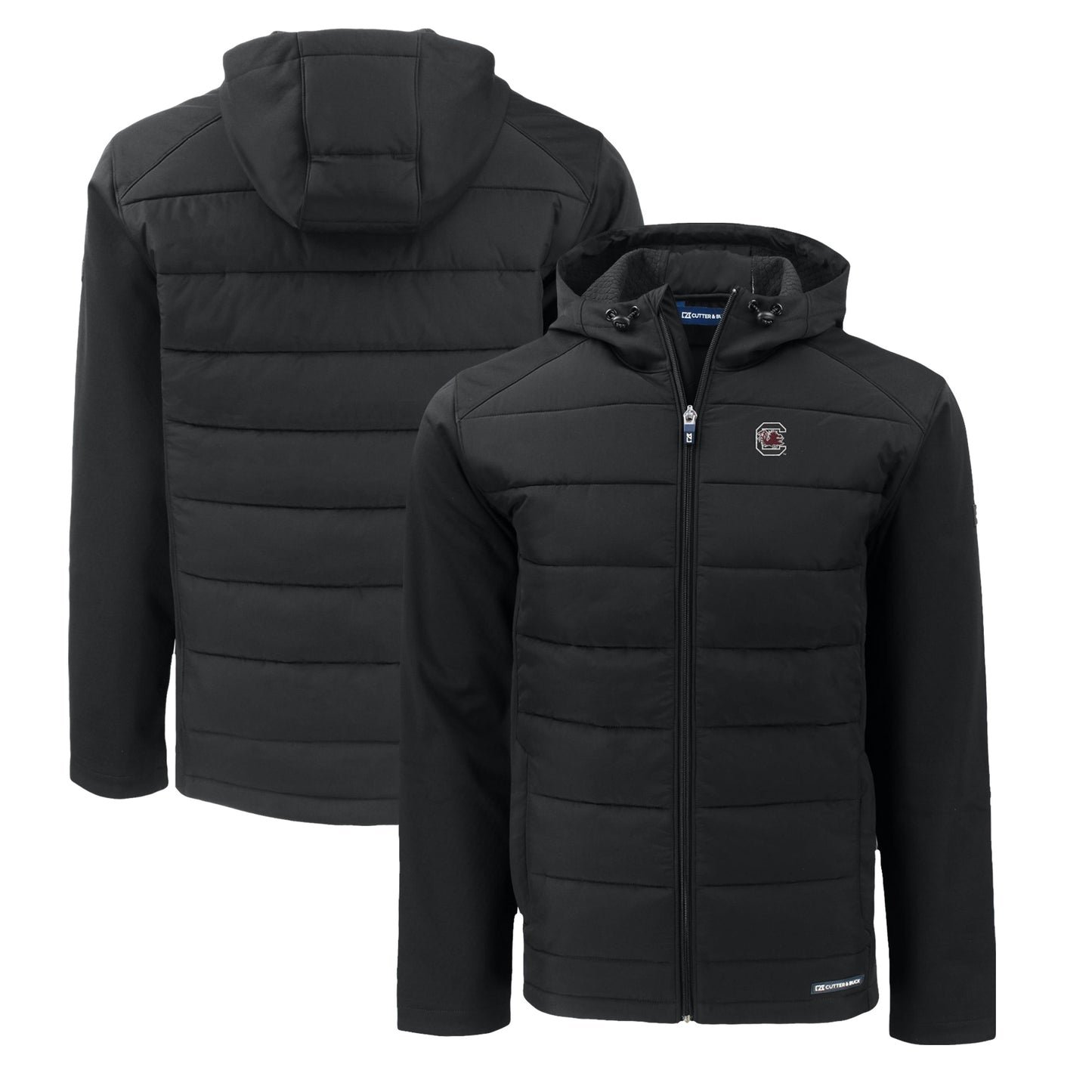Men's Cutter & Buck Black South Carolina Gamecocks Evoke Hybrid Eco Softshell Recycled Full-Zip Hoodie