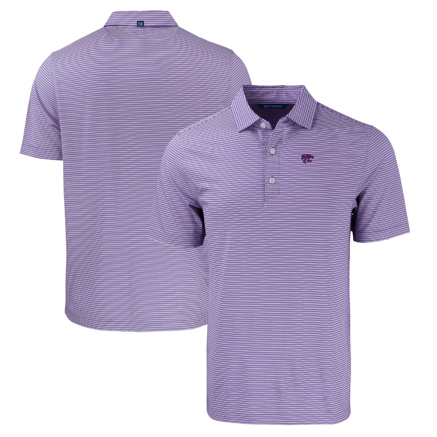 Men's Cutter & Buck Purple Kansas State Wildcats Forge Eco Double Stripe Stretch Recycled Polo