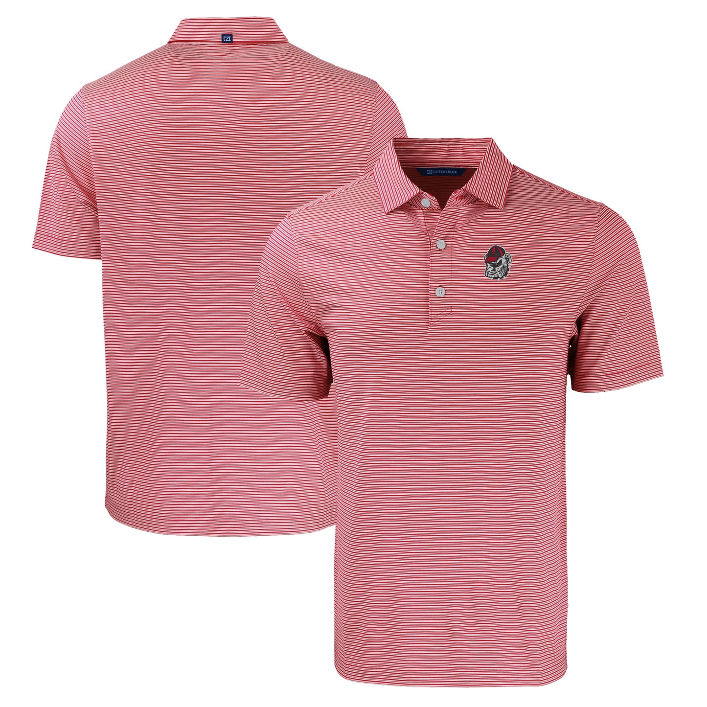 Men's Cutter & Buck Red Georgia Bulldogs Forge Eco Double Stripe Stretch Recycled Polo