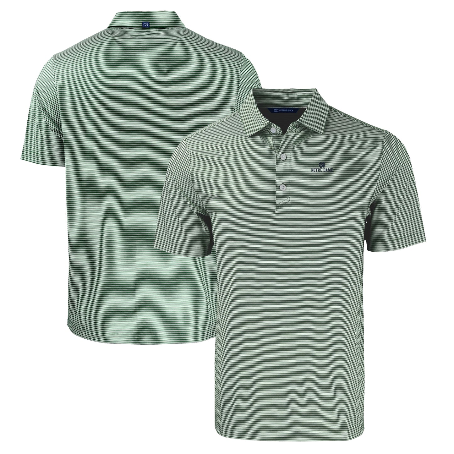 Men's Cutter & Buck Green Notre Dame Fighting Irish Forge Eco Double Stripe Stretch Recycled Polo