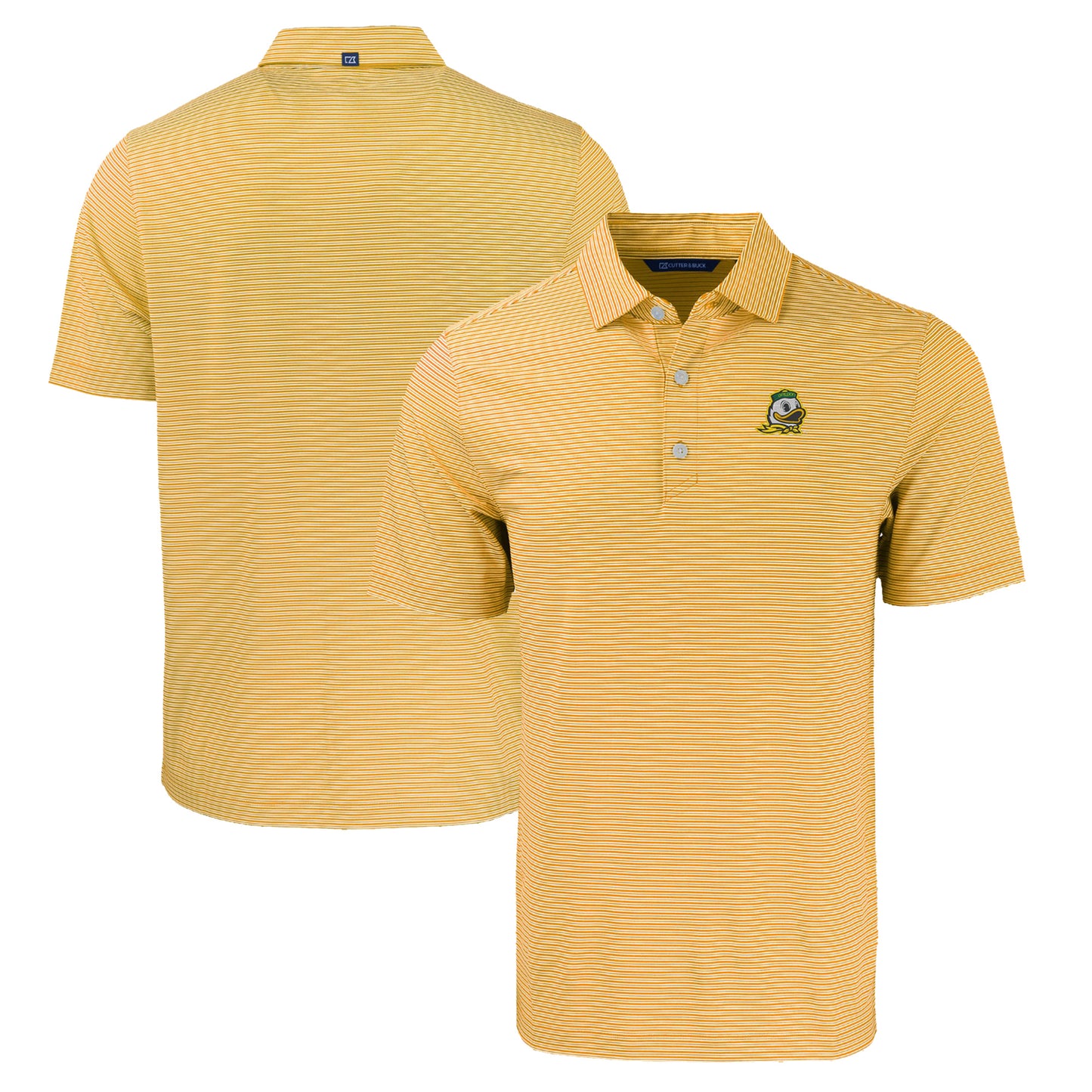 Men's Cutter & Buck Gold/White Oregon Ducks Forge Eco Double Stripe Stretch Recycled Polo