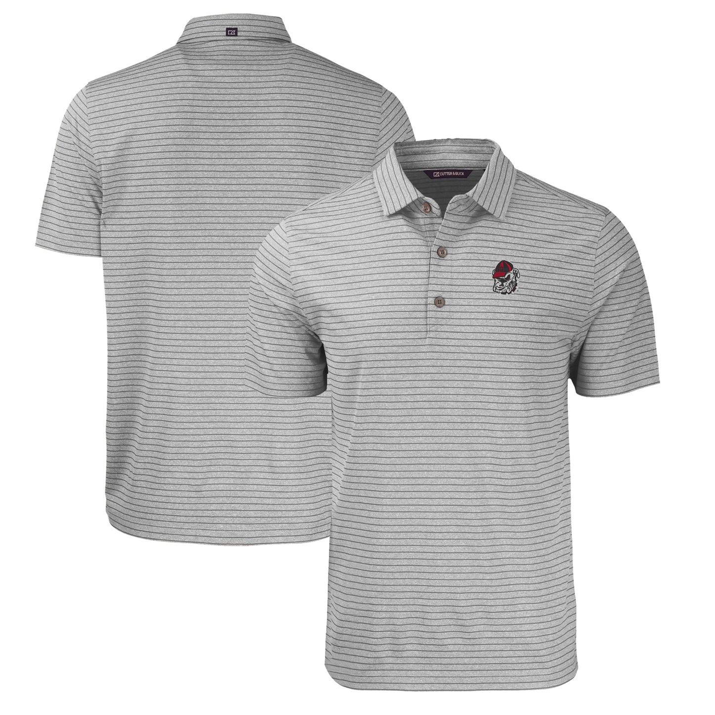 Men's Cutter & Buck Heather Gray Georgia Bulldogs Forge Eco Heathered Stripe Stretch Recycled Polo