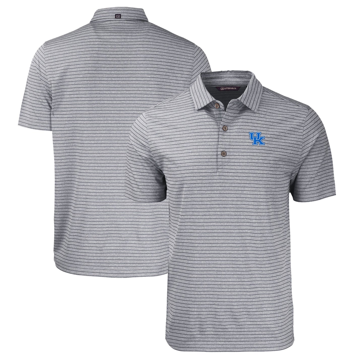 Men's Cutter & Buck Heather Black Kentucky Wildcats Forge Eco Heathered Stripe Stretch Recycled Polo