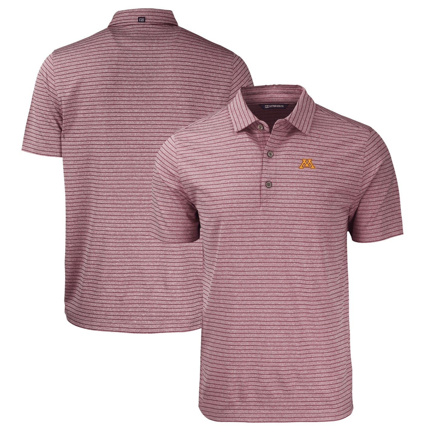 Men's Cutter & Buck Heather Maroon Minnesota Golden Gophers Forge Eco Heathered Stripe Stretch Recycled Polo