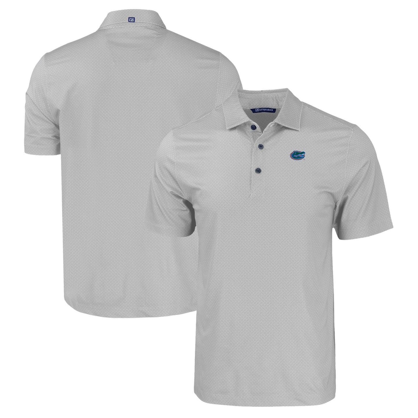 Men's Cutter & Buck Gray Florida Gators Pike Eco Tonal Geo Print Stretch Recycled Polo