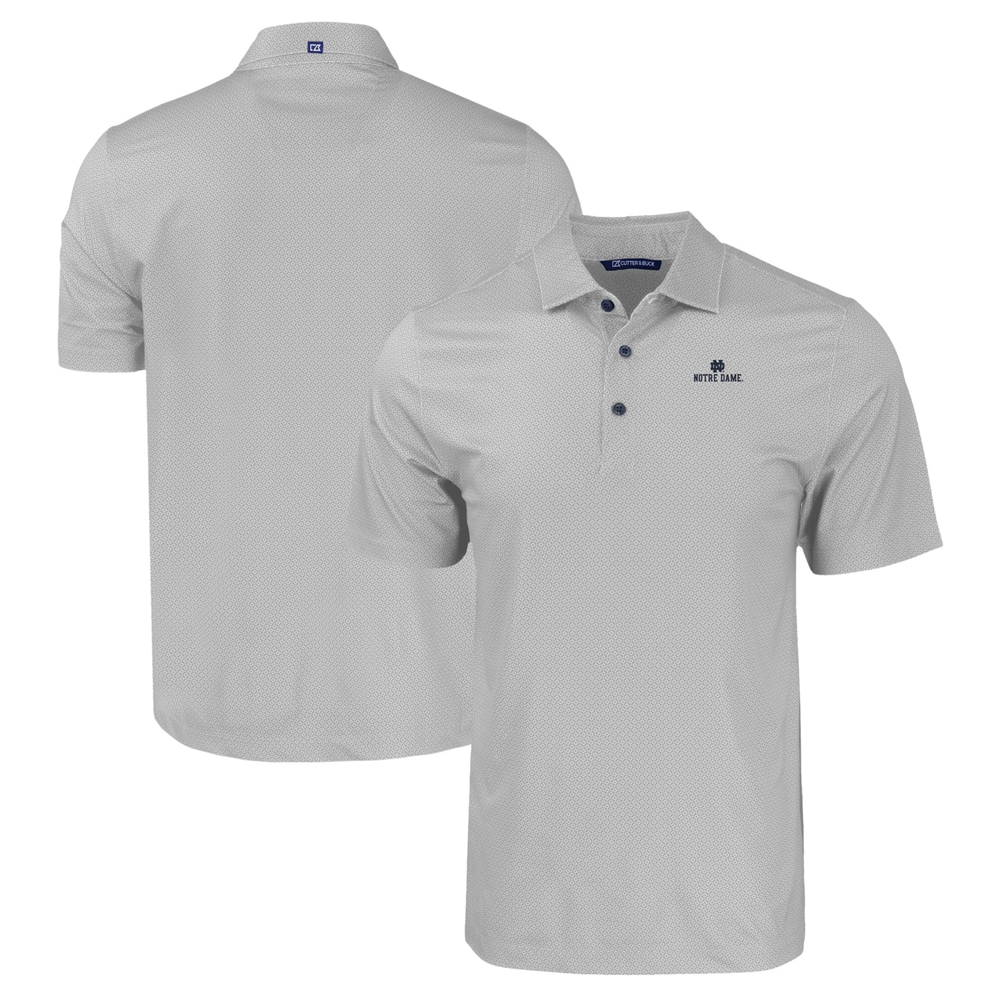 Men's Cutter & Buck Gray Notre Dame Fighting Irish Pike Eco Tonal Geo Print Stretch Recycled Polo