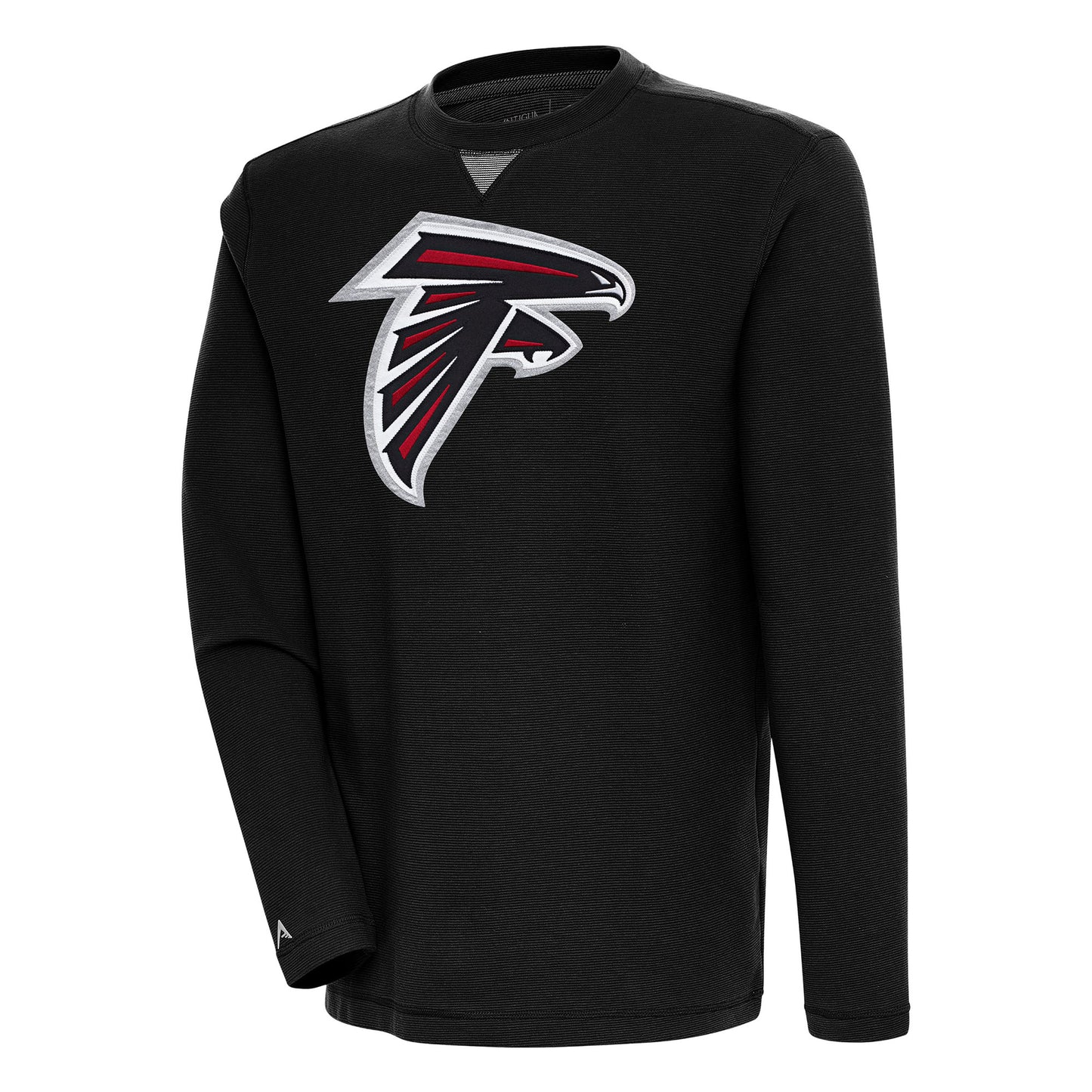 Men's Antigua Black Atlanta Falcons Flier Bunker Pullover Sweatshirt