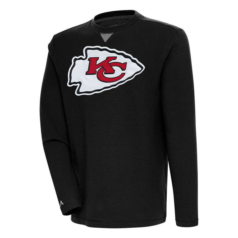 Men's Antigua Black Kansas City Chiefs Flier Bunker Pullover Sweatshirt
