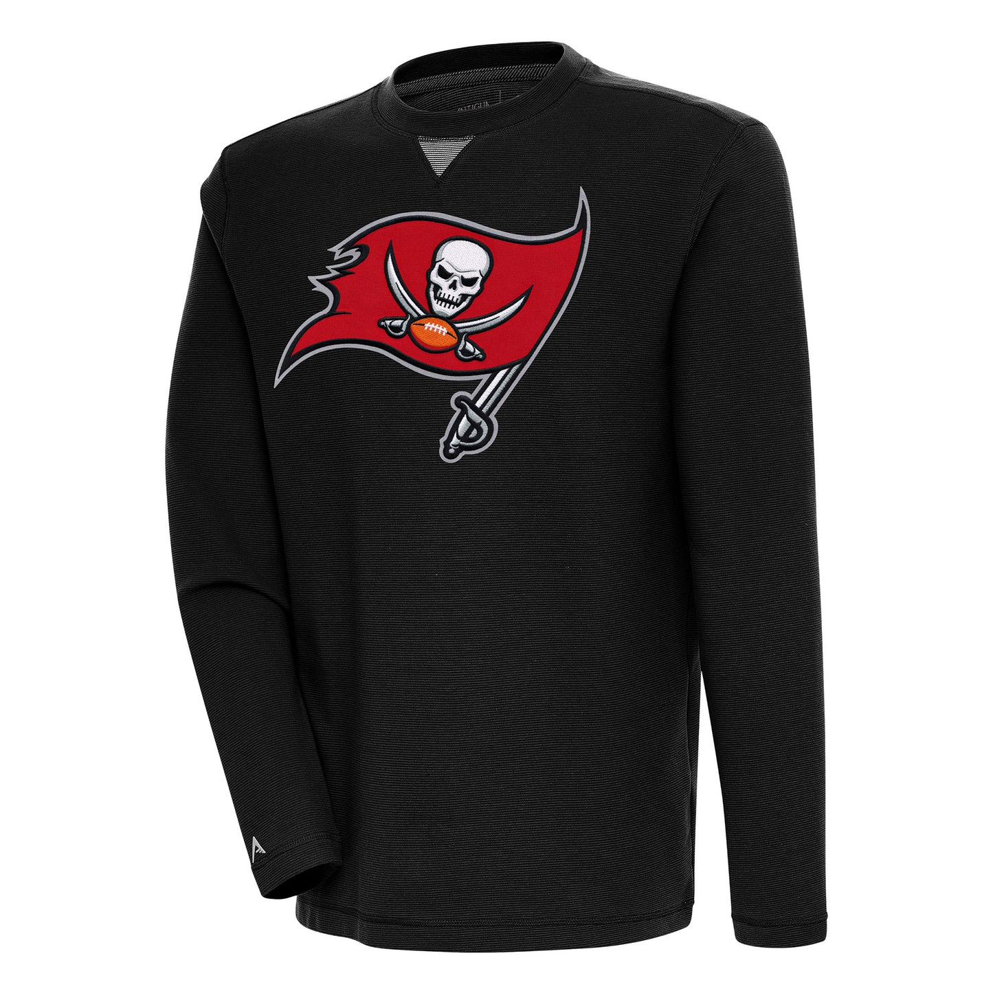 Men's Antigua Black Tampa Bay Buccaneers Flier Bunker Pullover Sweatshirt
