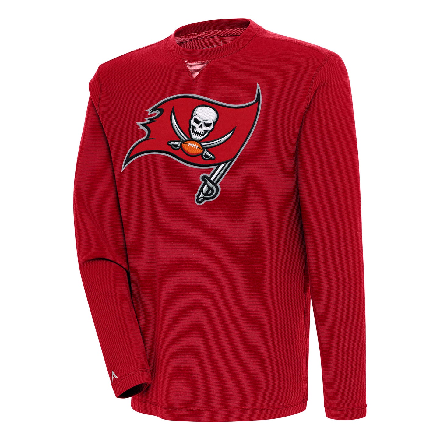 Men's Antigua Red Tampa Bay Buccaneers Flier Bunker Pullover Sweatshirt