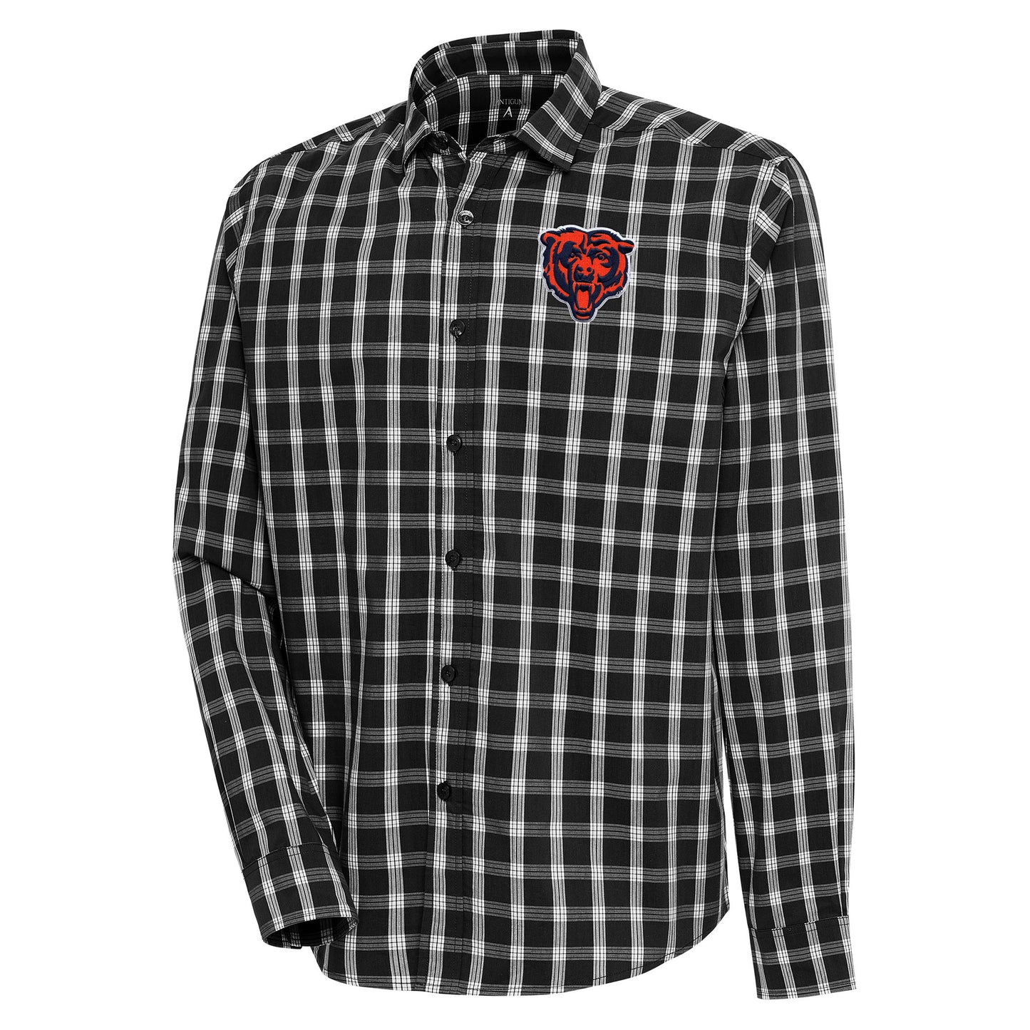 Men's Antigua Black/Gray Chicago Bears Carry Long Sleeve Button-Up Shirt