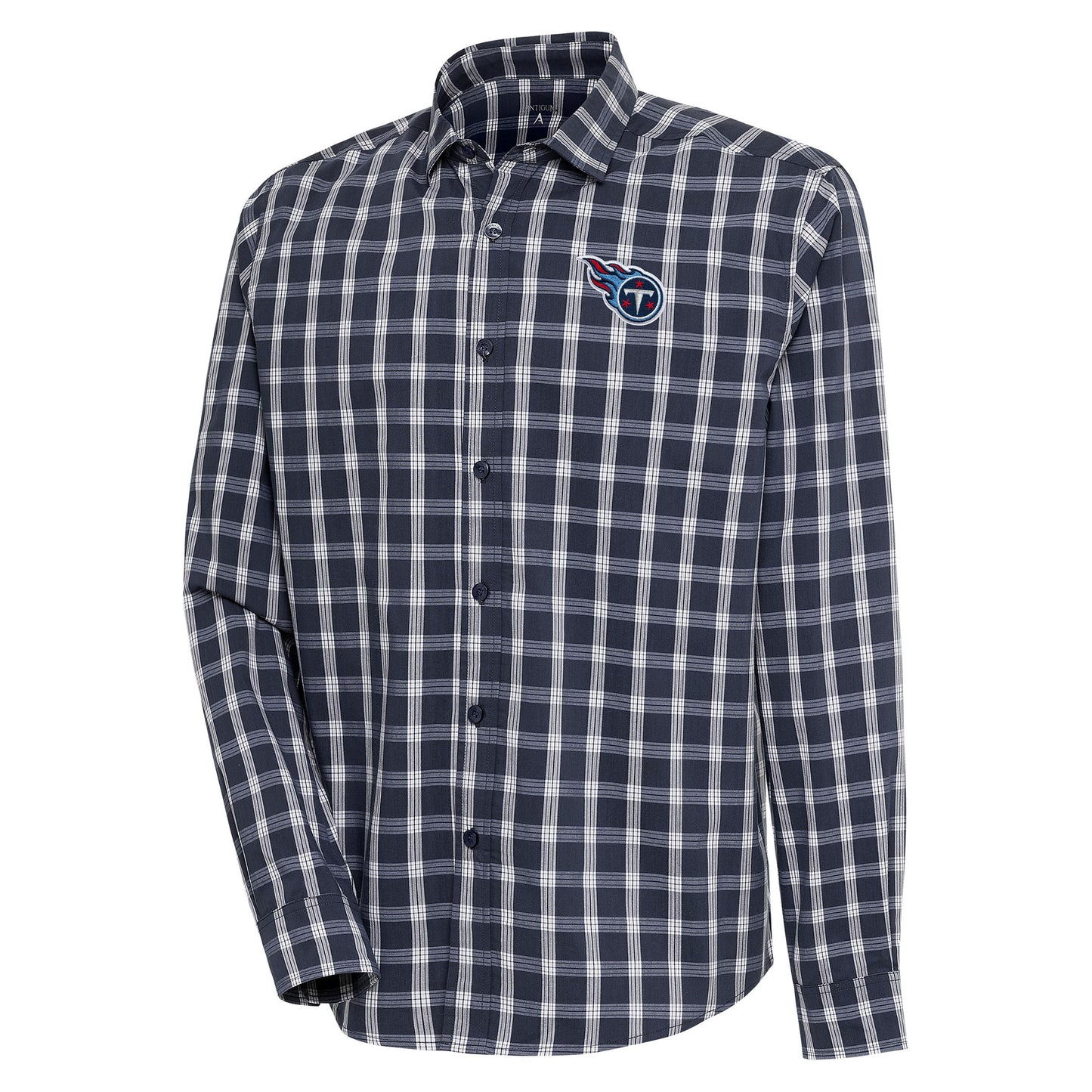 Men's Antigua Navy/Gray Tennessee Titans Carry Long Sleeve Button-Up Shirt