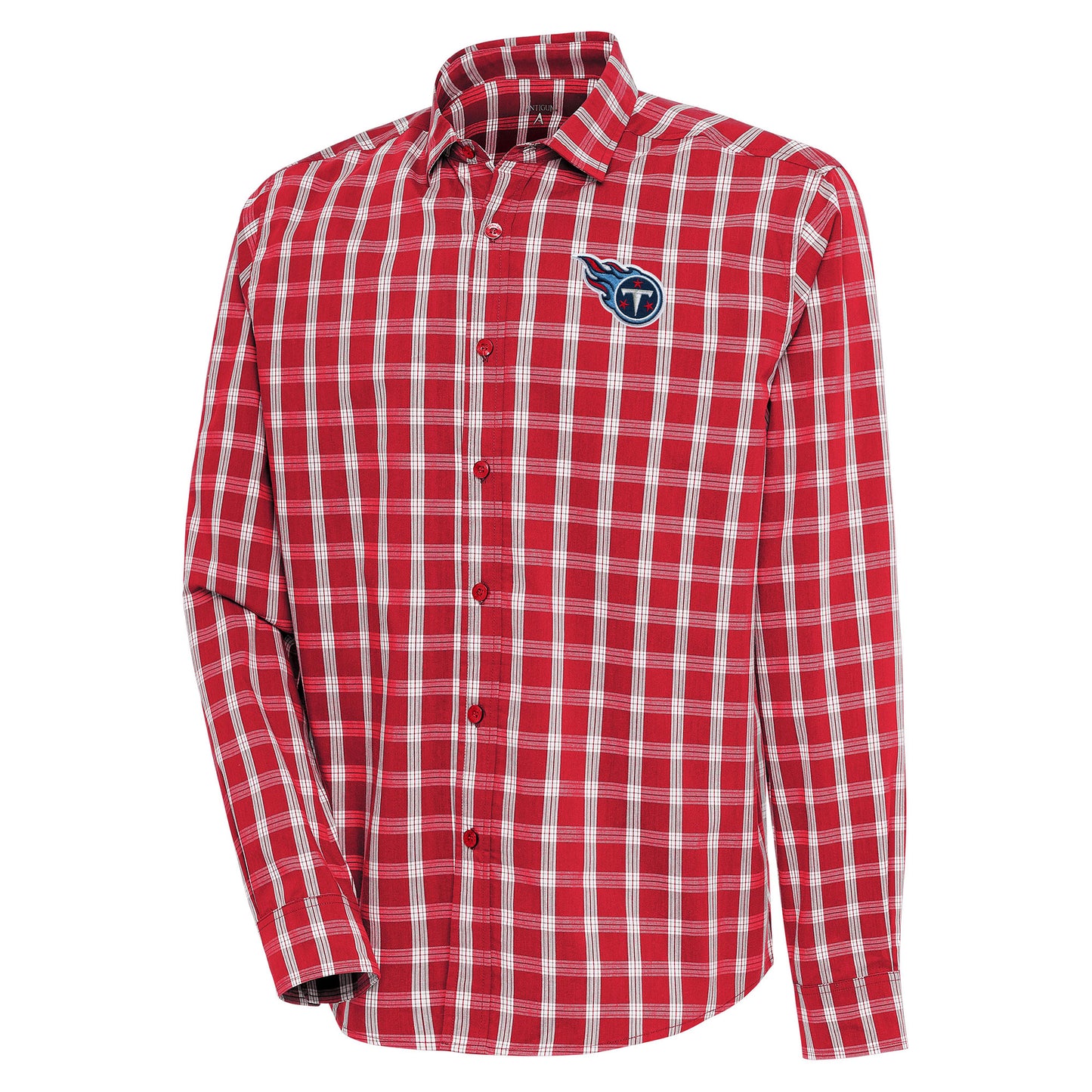 Men's Antigua Red/Gray Tennessee Titans Carry Long Sleeve Button-Up Shirt