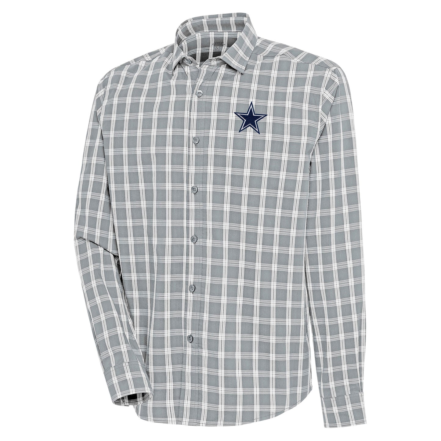 Men's Antigua Heather Gray/Charcoal Dallas Cowboys Carry Long Sleeve Button-Up Shirt
