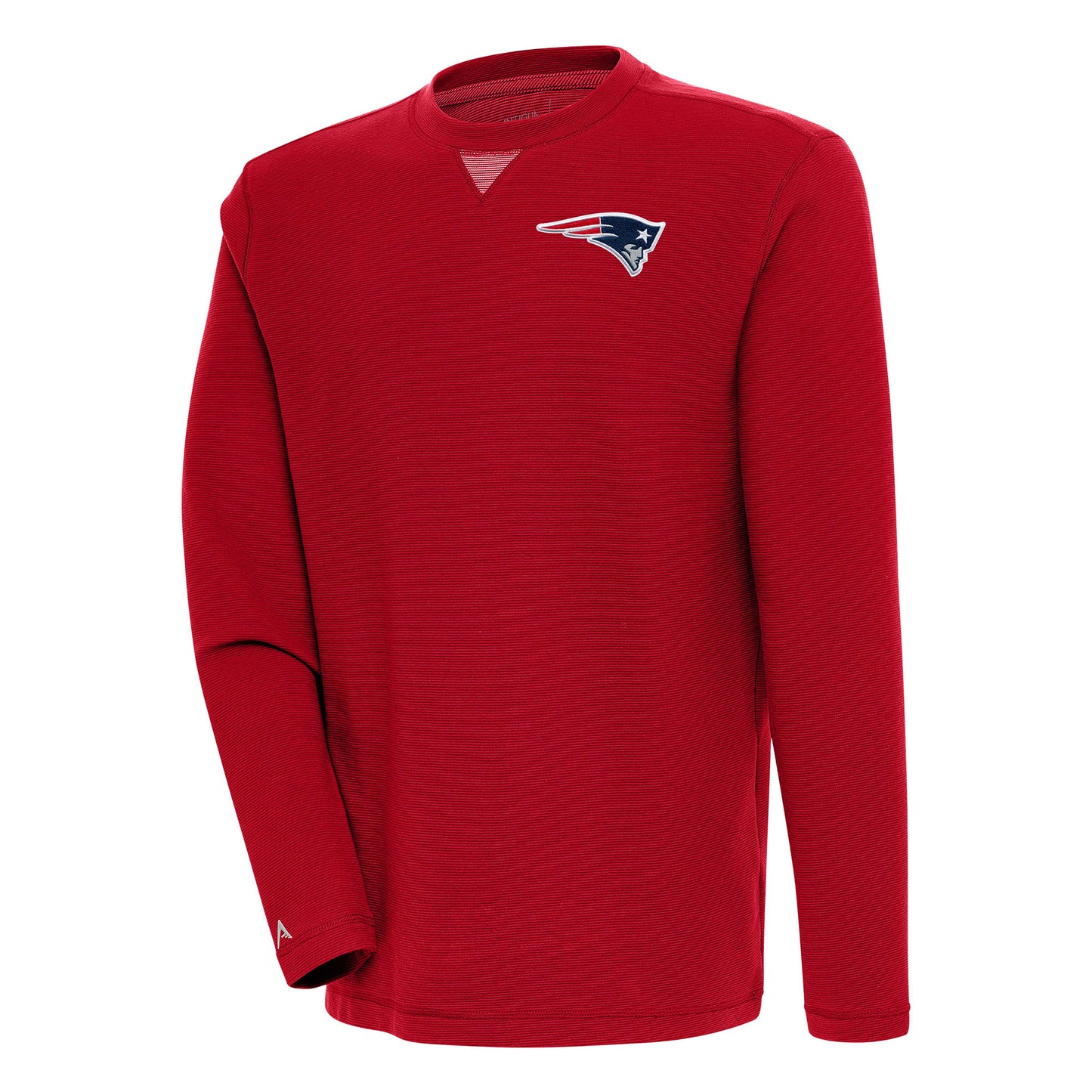 Men's Antigua Red New England Patriots Flier Bunker Pullover Sweatshirt