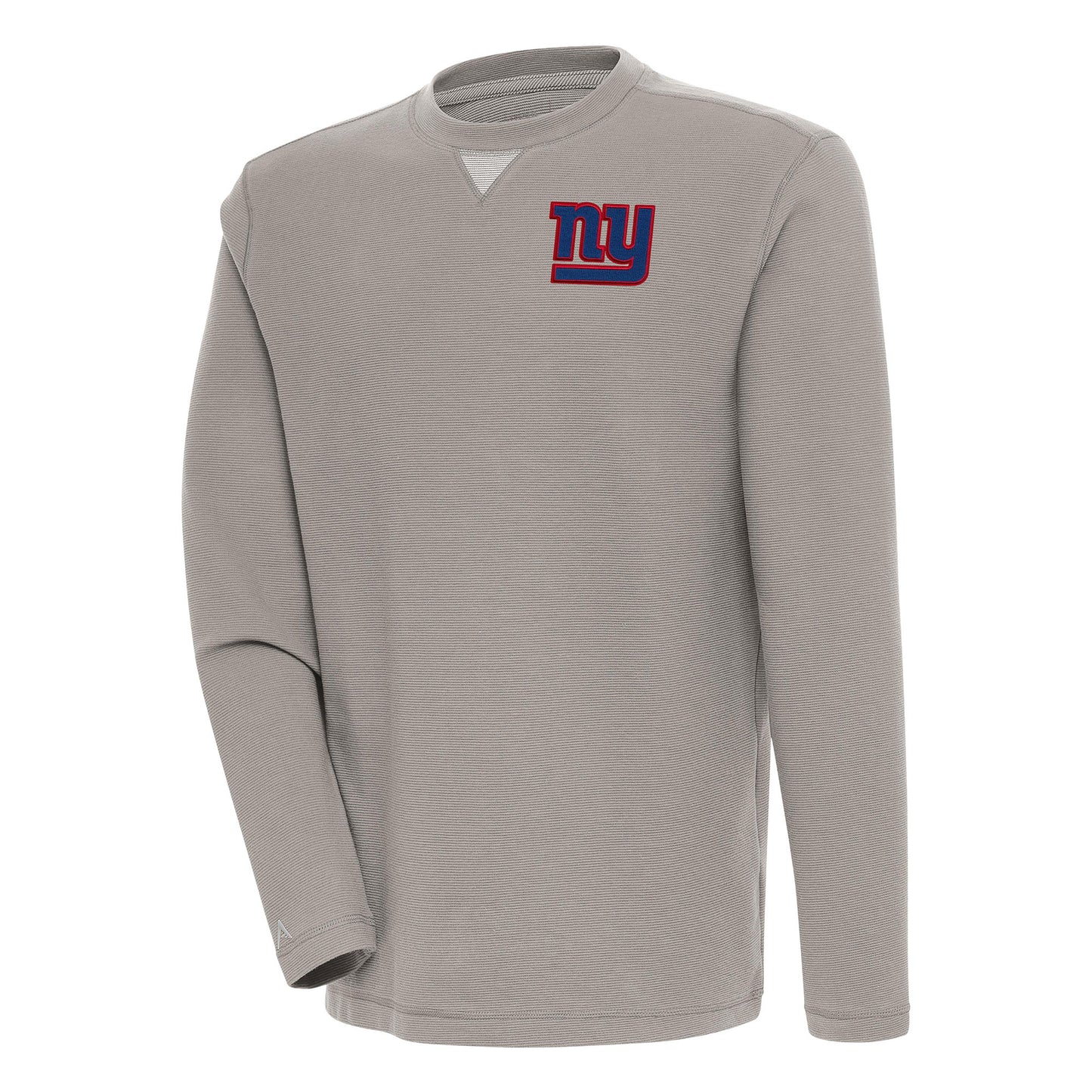 Men's Antigua Oatmeal New York Giants Flier Bunker Pullover Sweatshirt