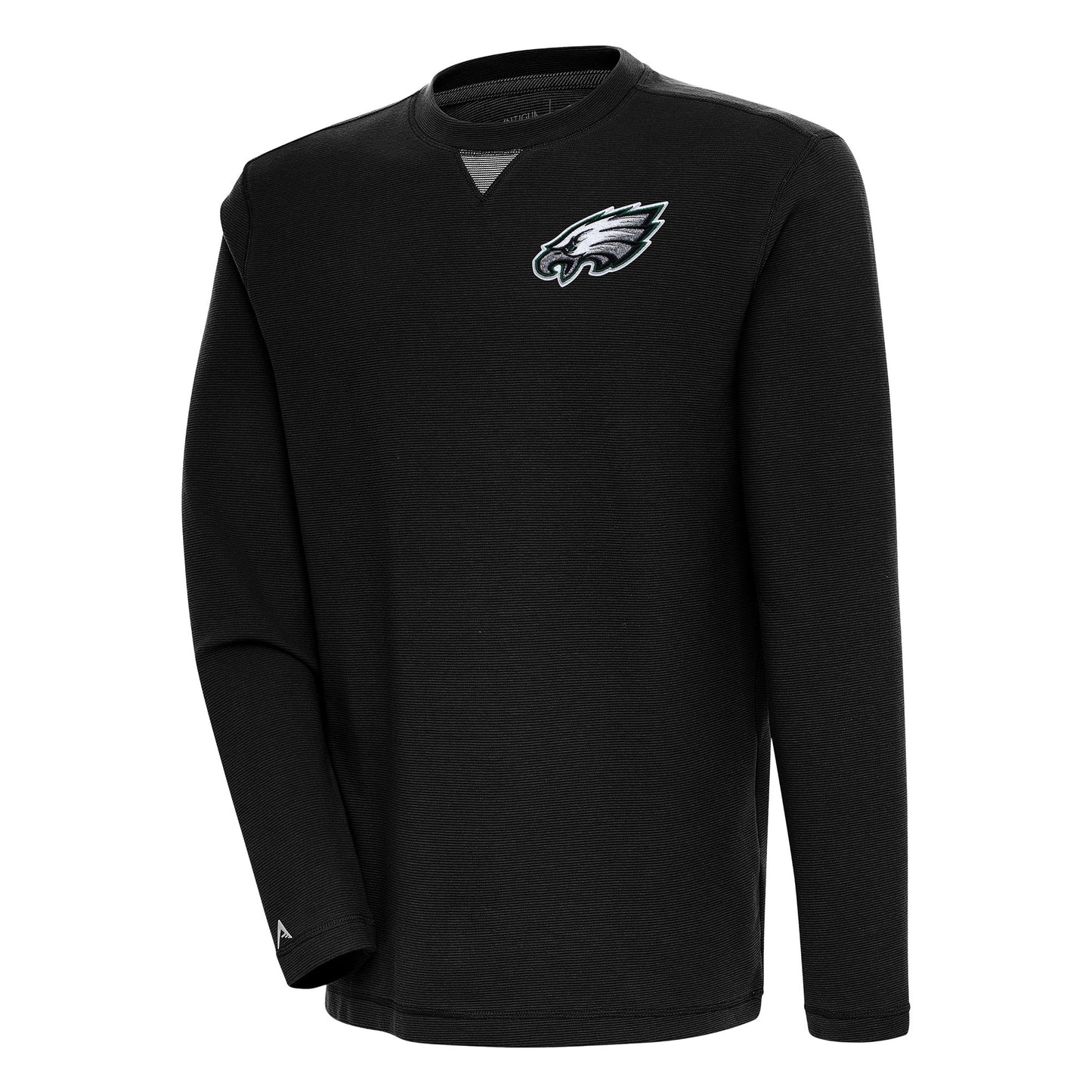 Men's Antigua Black Philadelphia Eagles Flier Bunker Pullover Sweatshirt