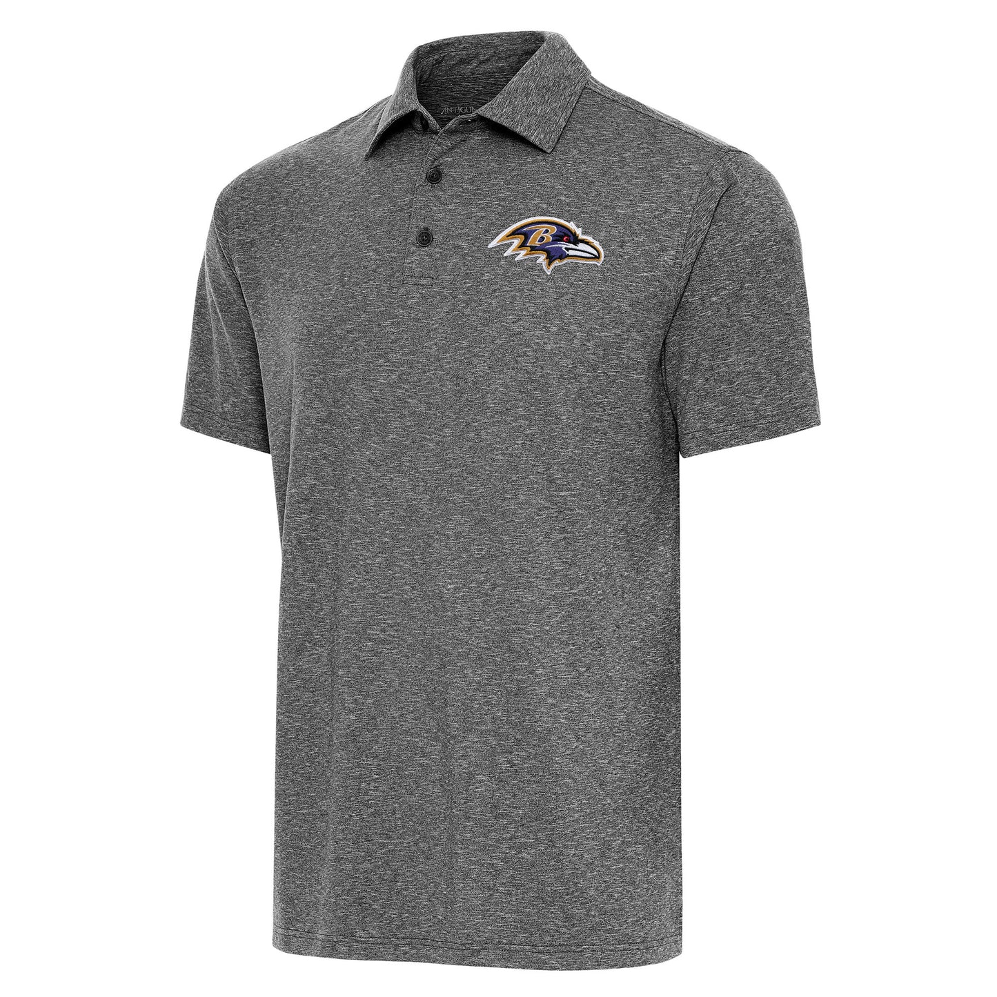 Men's Antigua Heather Black Baltimore Ravens Par Polo