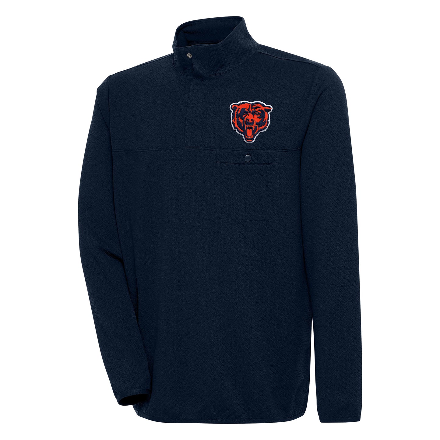Men's Antigua Navy Chicago Bears Streamer Quarter-Snap Pullover Jacket