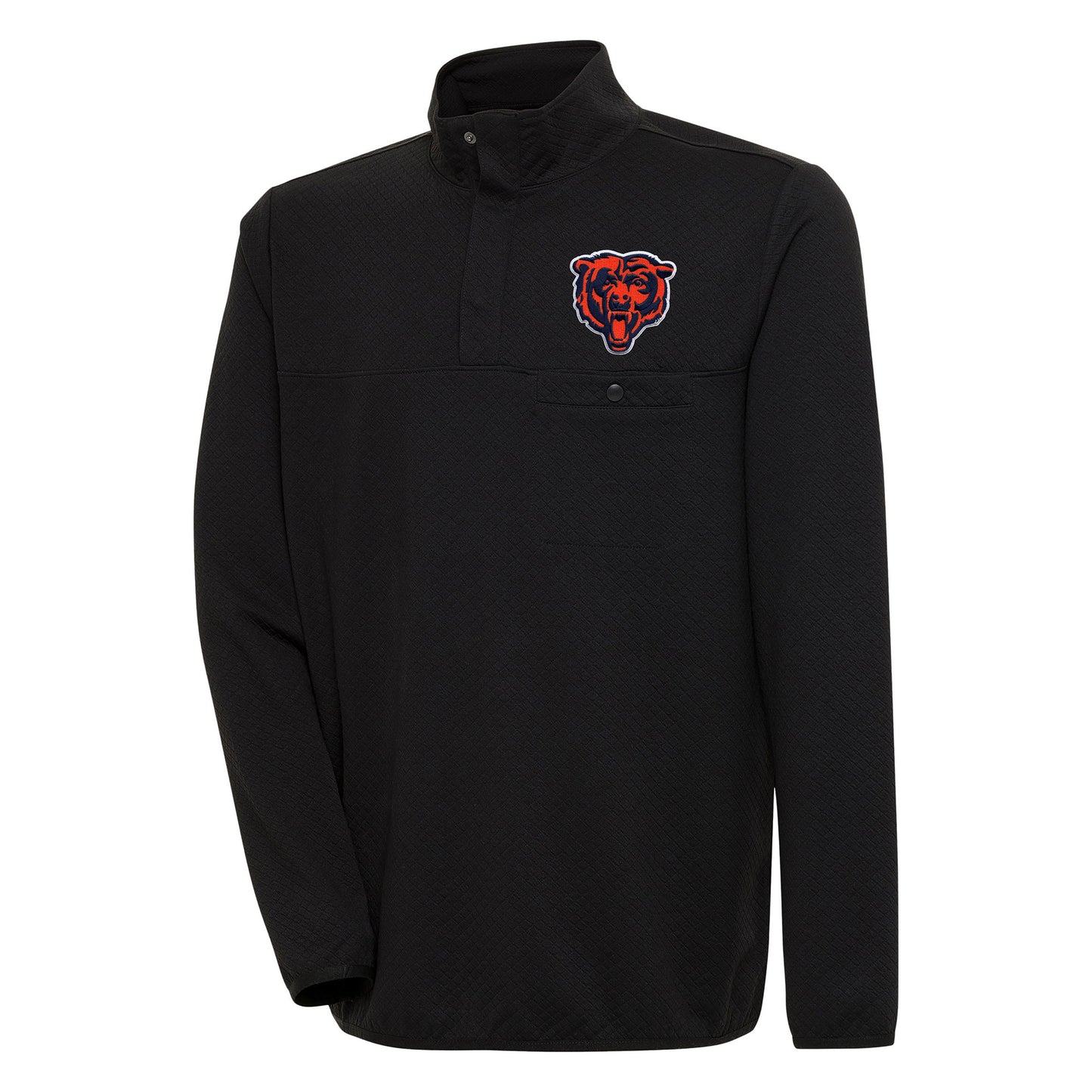 Men's Antigua Black Chicago Bears Streamer Quarter-Snap Pullover Jacket