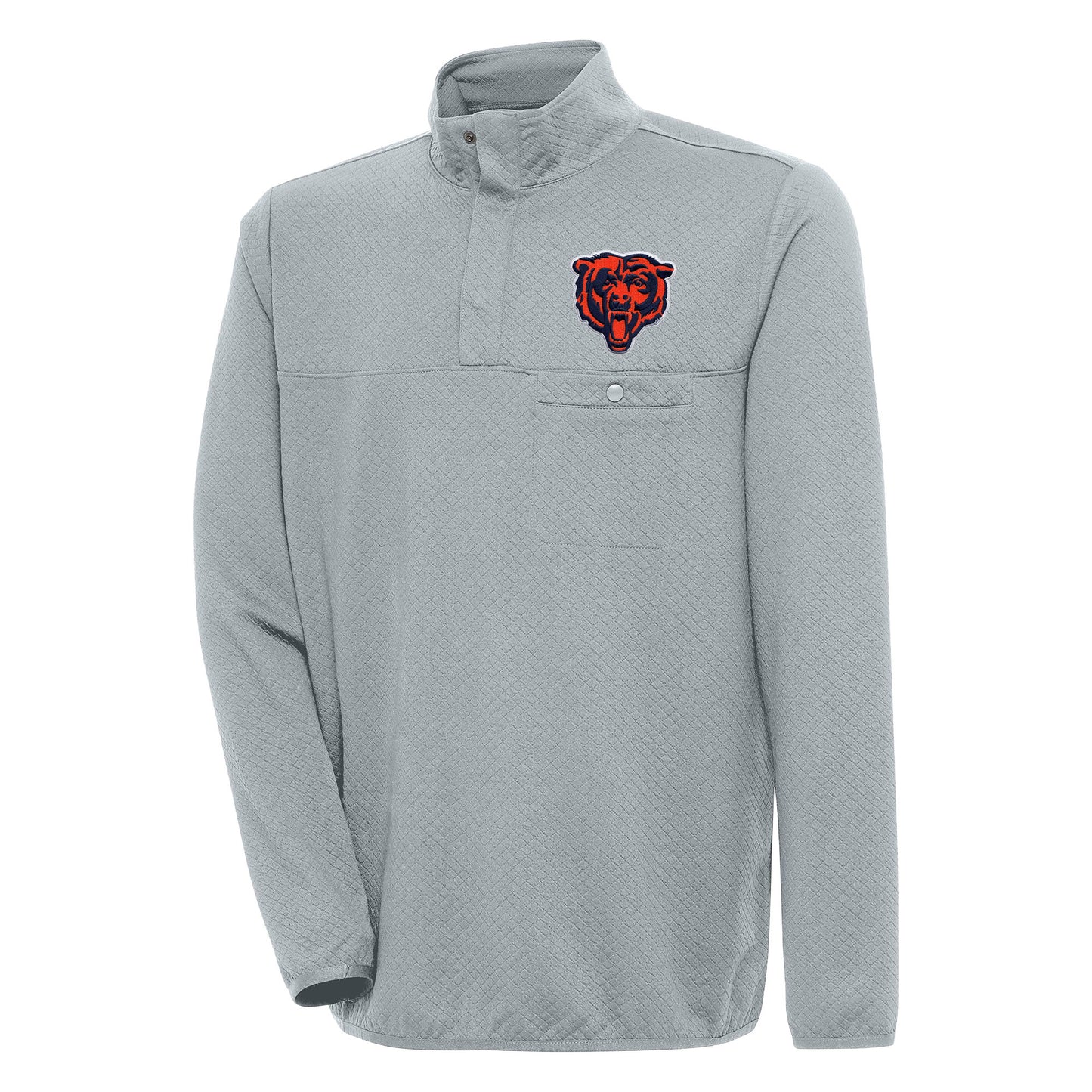 Men's Antigua Gray Chicago Bears Streamer Quarter-Snap Pullover Jacket