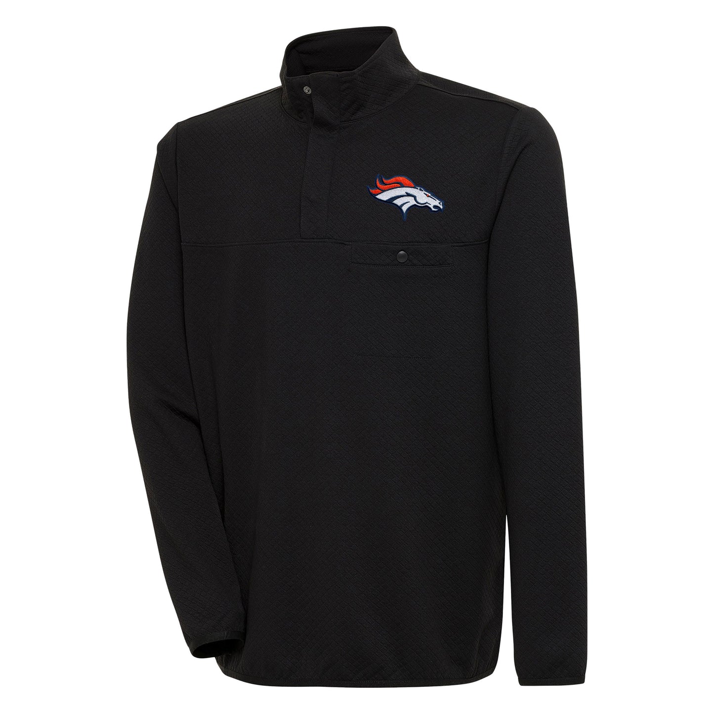 Men's Antigua Black Denver Broncos Streamer Quarter-Snap Pullover Jacket