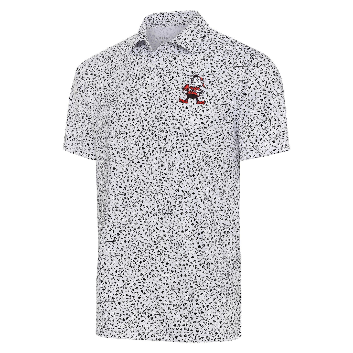 Men's Antigua White/Black Cleveland Browns Motion Polo