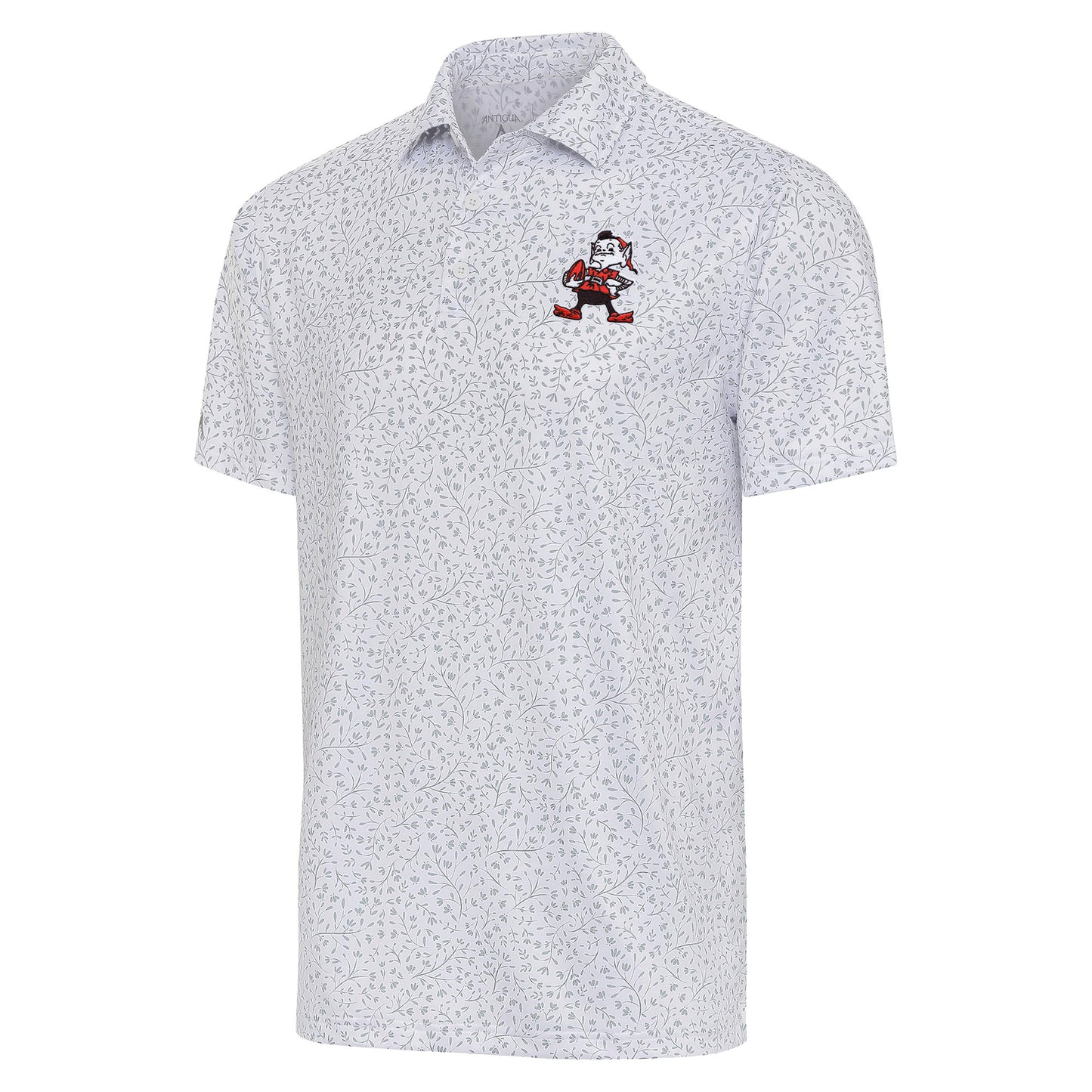 Men's Antigua White/Gray Cleveland Browns Motion Polo
