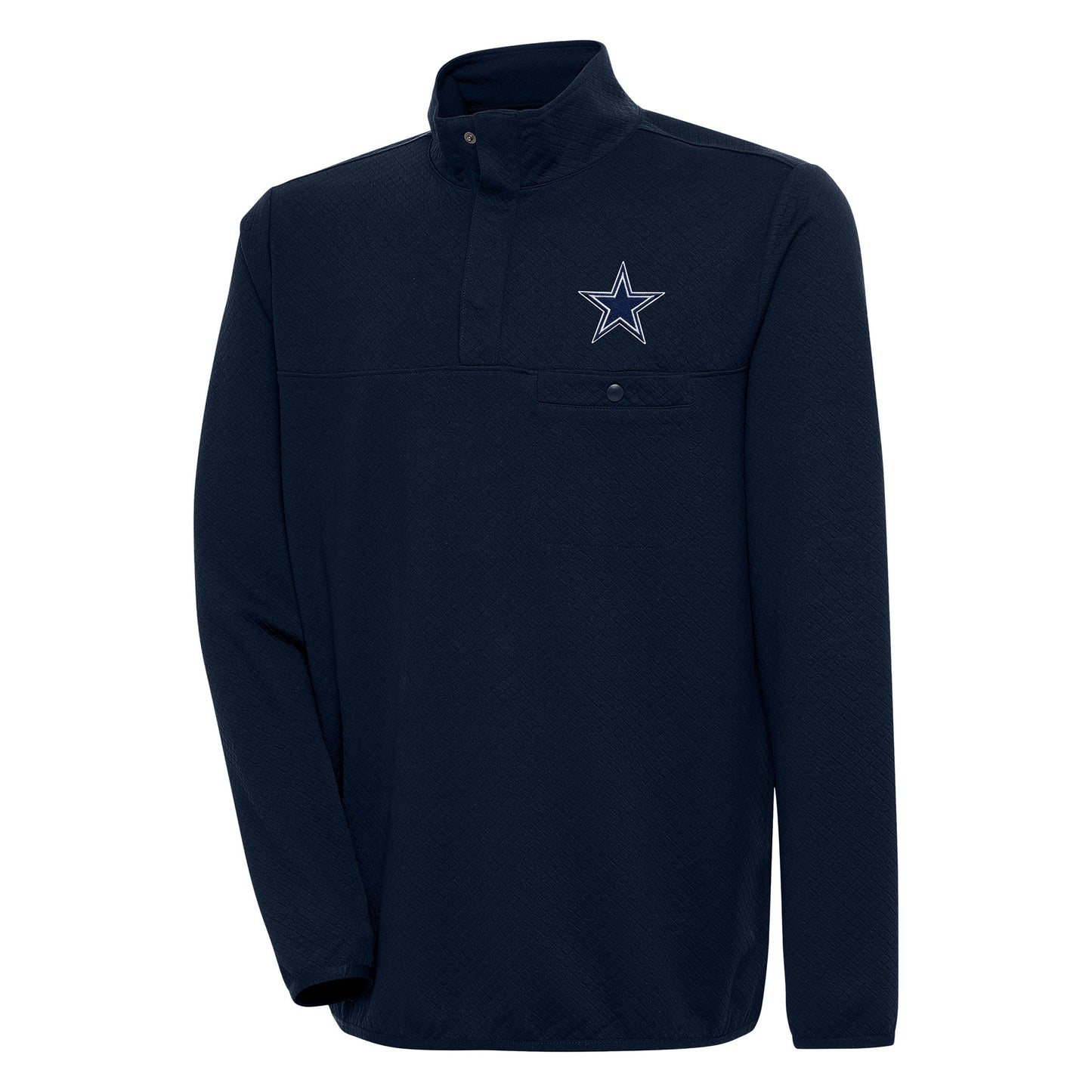 Men's Antigua Navy Dallas Cowboys Streamer Quarter-Snap Pullover Jacket