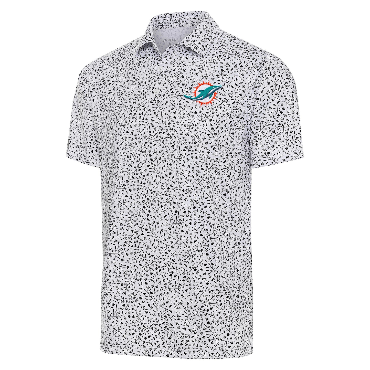 Men's Antigua White/Black Miami Dolphins Motion Polo