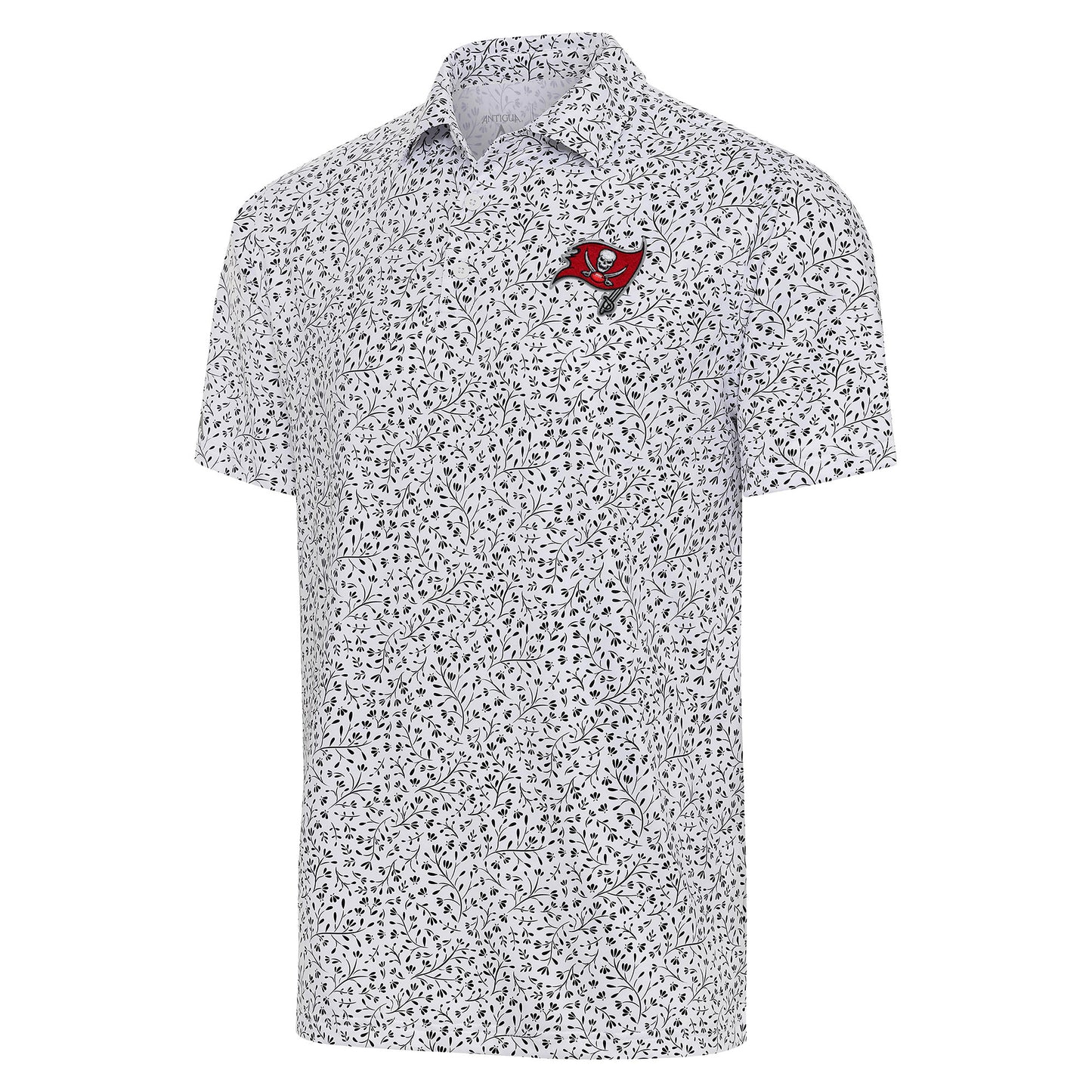Men's Antigua White/Black Tampa Bay Buccaneers Motion Polo