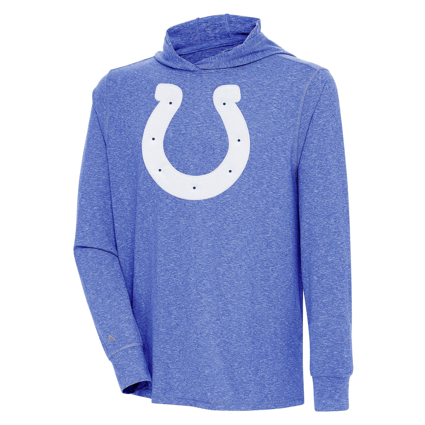 Men's Antigua Heather Royal Indianapolis Colts Saga Long Sleeve Hoodie T-Shirt
