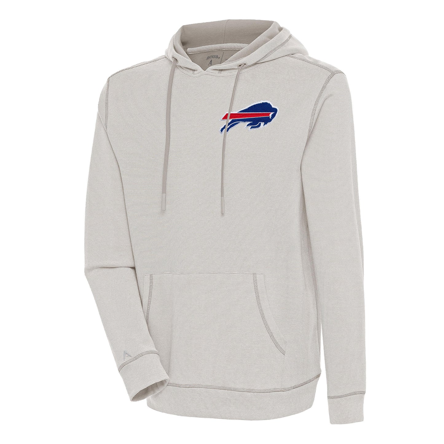 Men's Antigua Oatmeal/White Buffalo Bills Axe Bunker Tri-Blend Pullover Hoodie