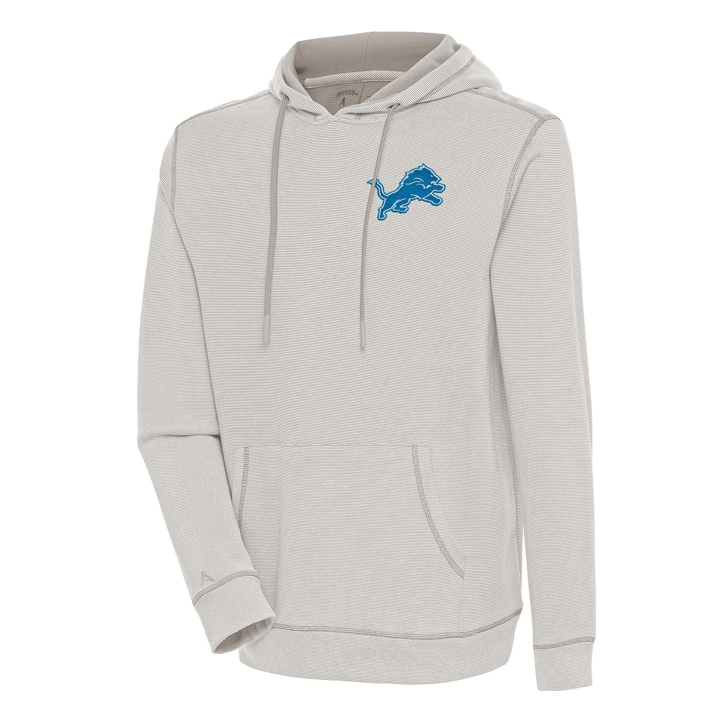 Men's Antigua Oatmeal/White Detroit Lions Axe Bunker Tri-Blend Pullover Hoodie