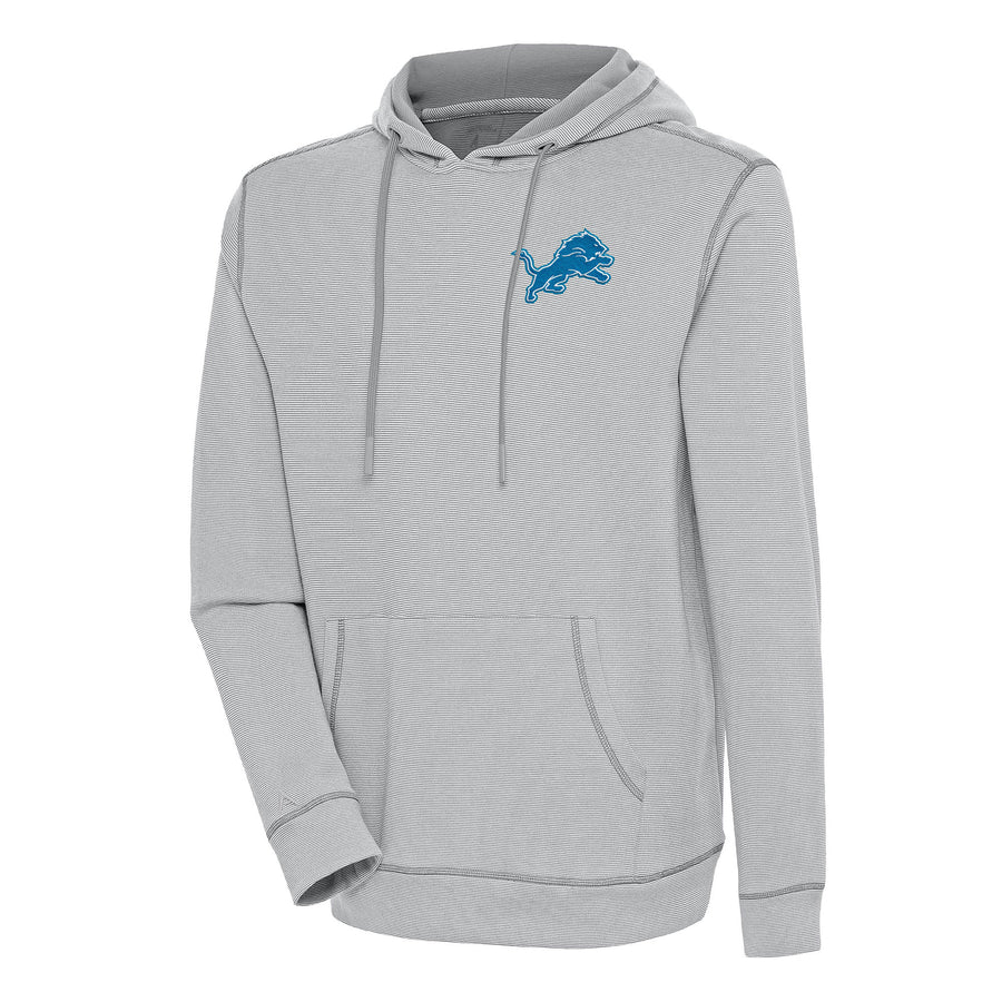 Men's Antigua Gray/White Detroit Lions Axe Bunker Tri-Blend Pullover Hoodie
