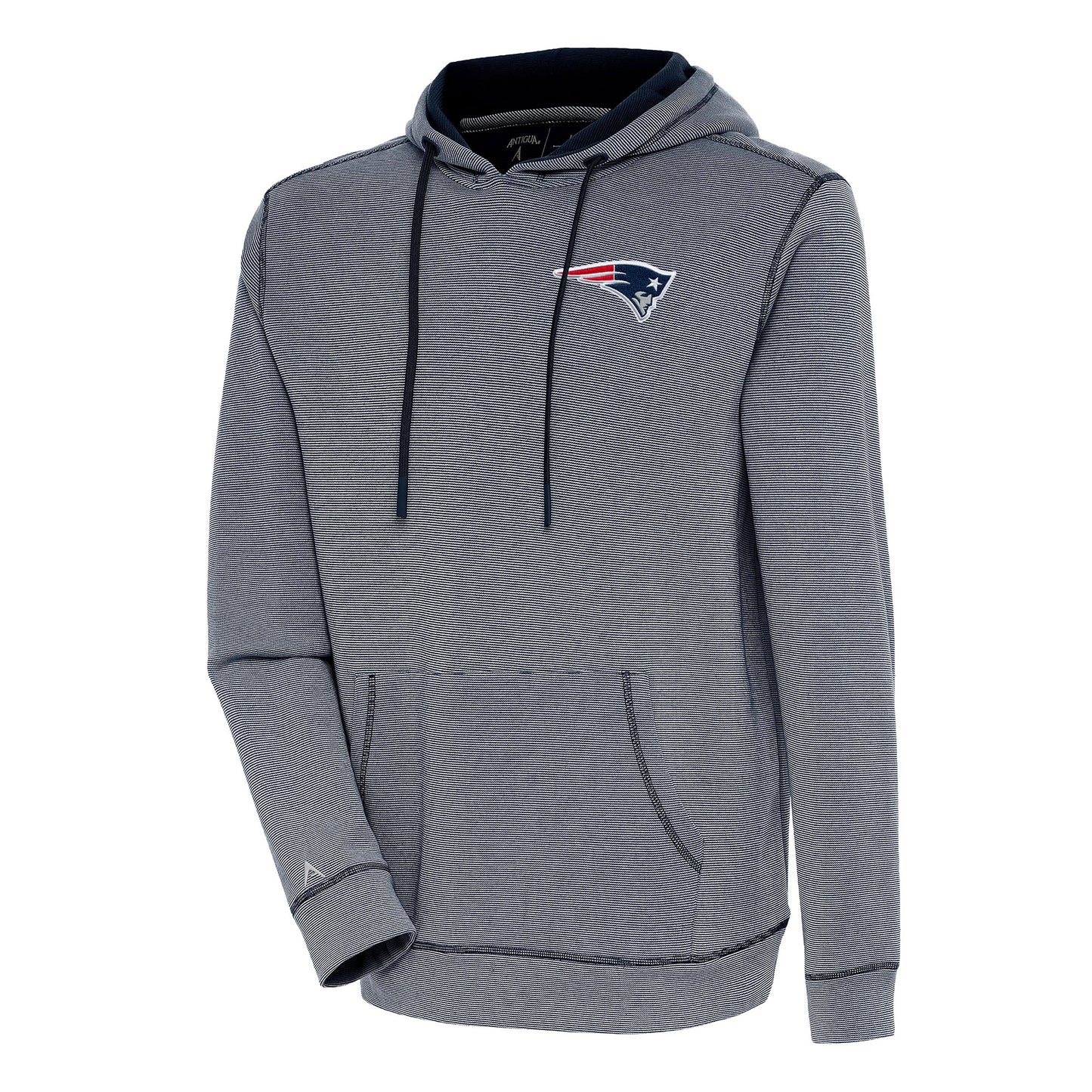 Men's Antigua Navy/White New England Patriots Axe Bunker Tri-Blend Pullover Hoodie