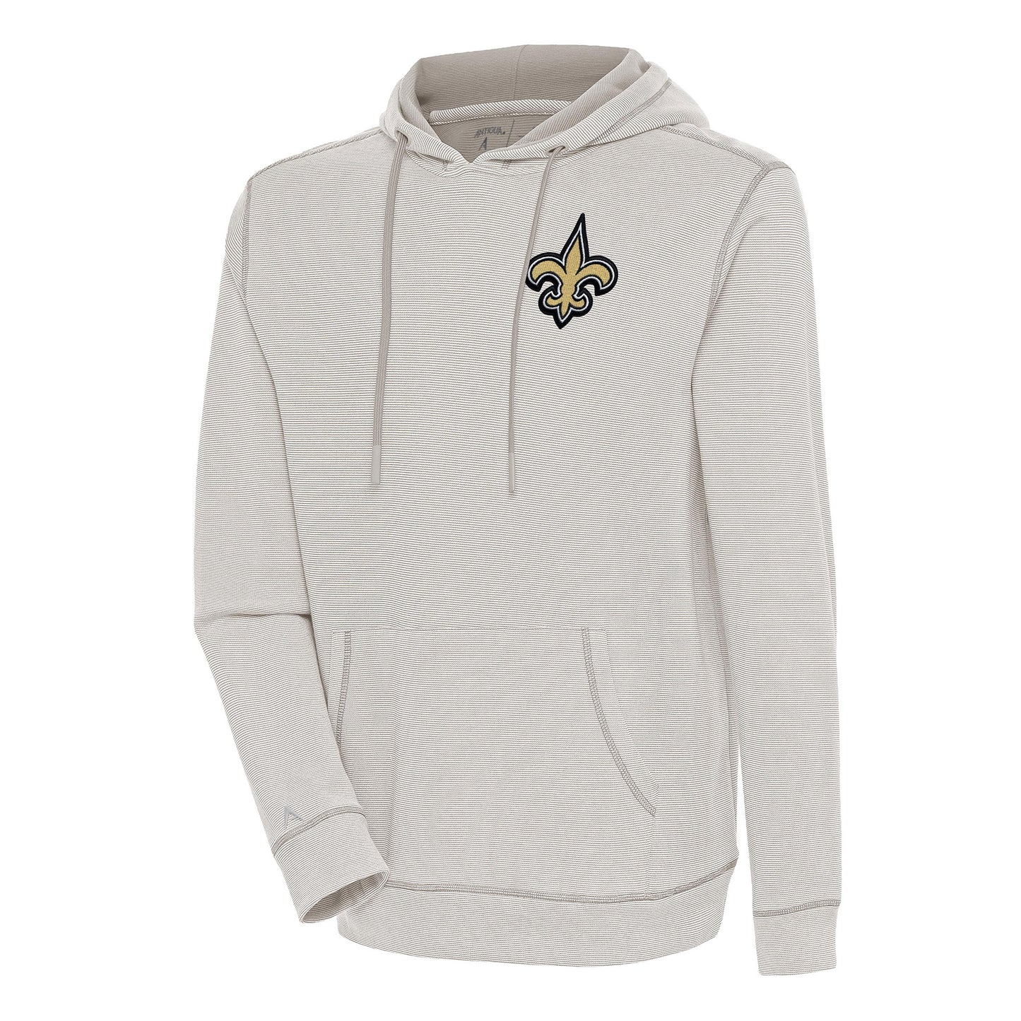 Men's Antigua Oatmeal/White New Orleans Saints Axe Bunker Tri-Blend Pullover Hoodie